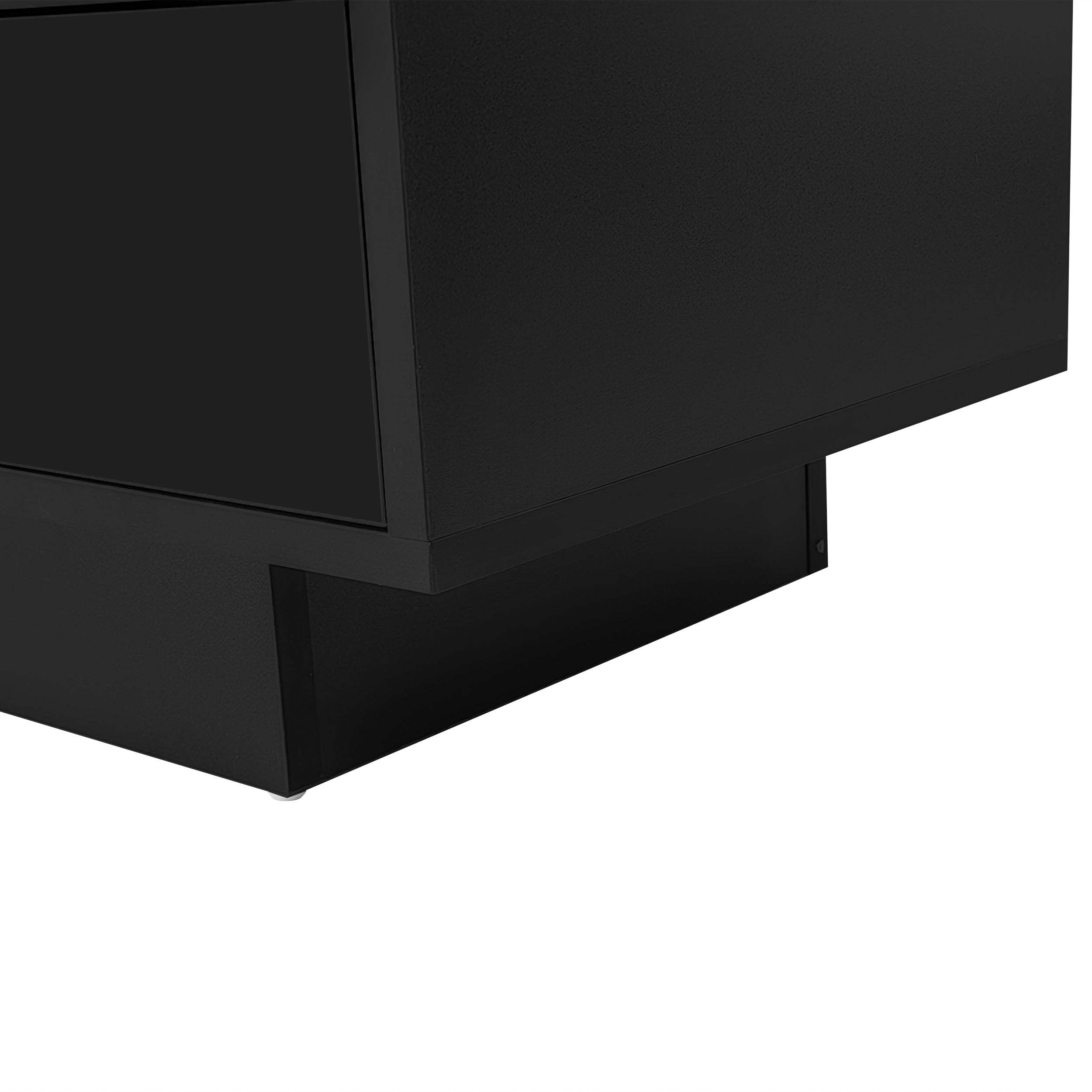 TV Stand, LED Lighting, App Control, Bluetooth Connectivity for 70-inch TVs, Black High Gloss Glass