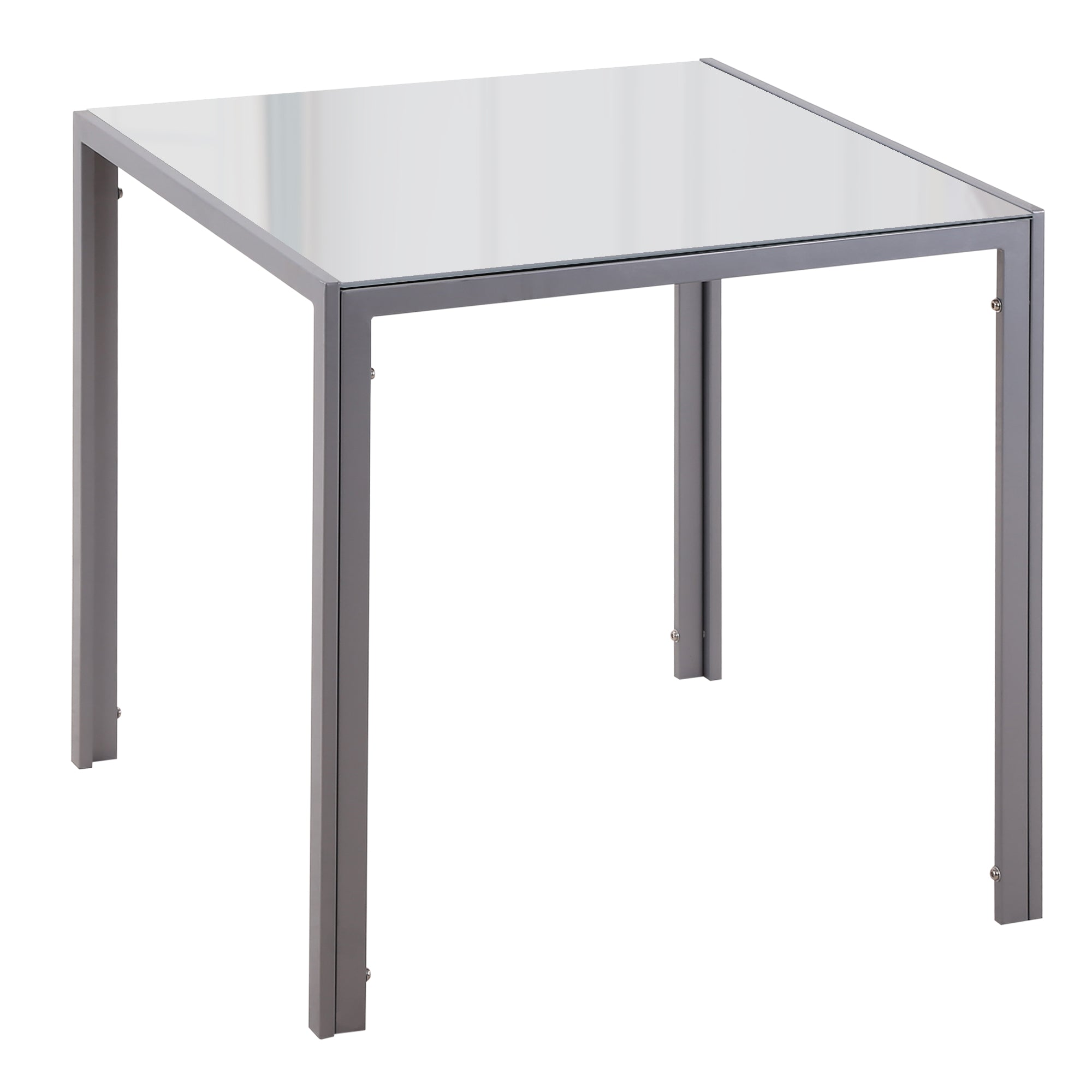 Square Dining Table 4 Person Tempered Glass Modern Grey