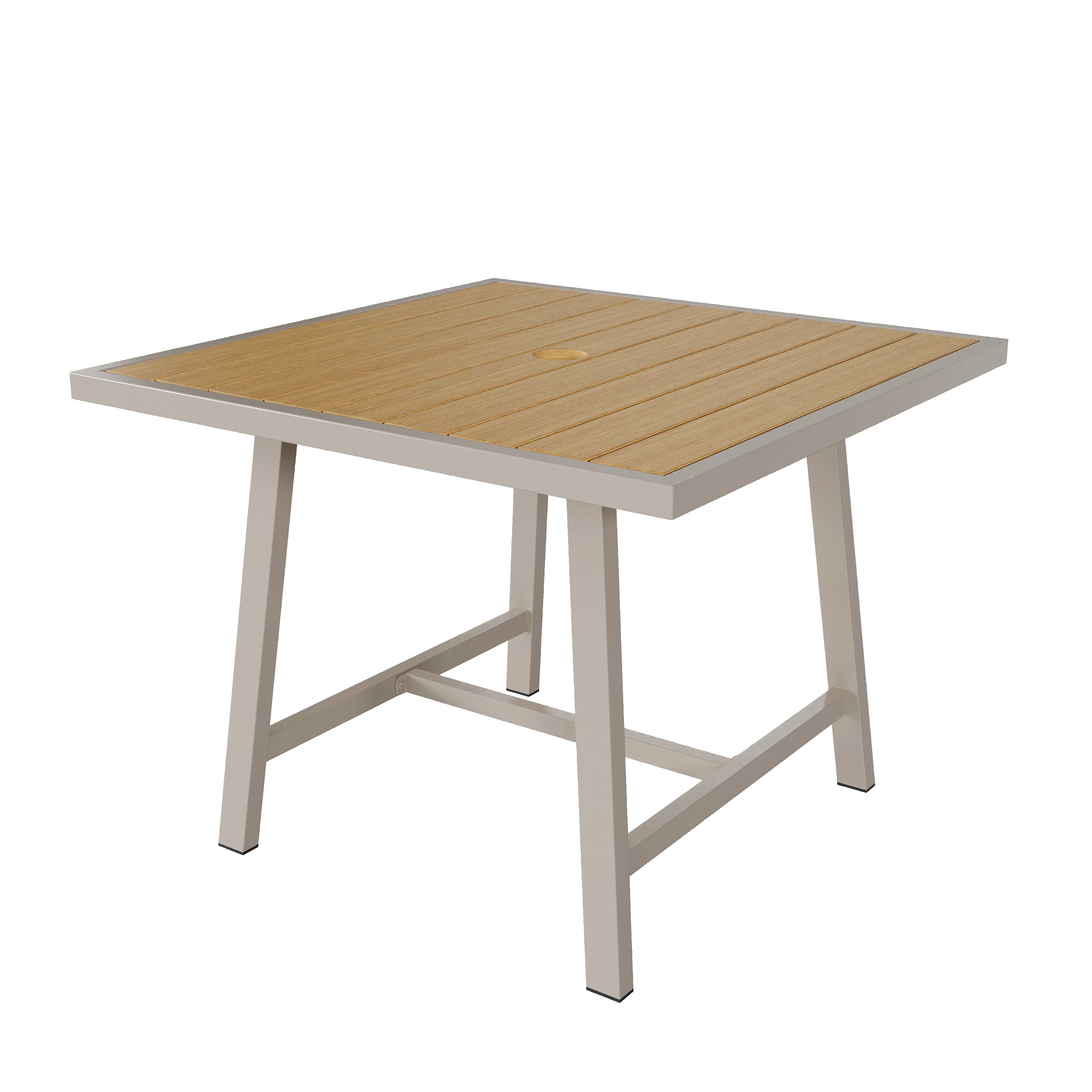 Garden Dining Set for 4 People with 1 Table and 4 Chairs, Woven Rope Design, Khaki and Beige