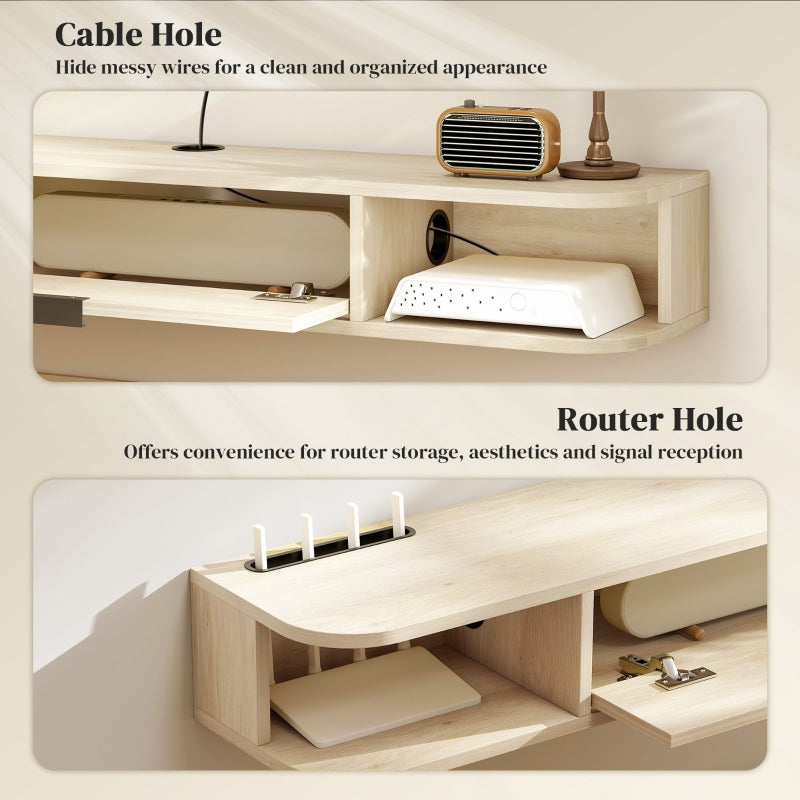 120 cm Floating TV Unit for TVs up to 50 Inch Engineered Wood Natural Wood