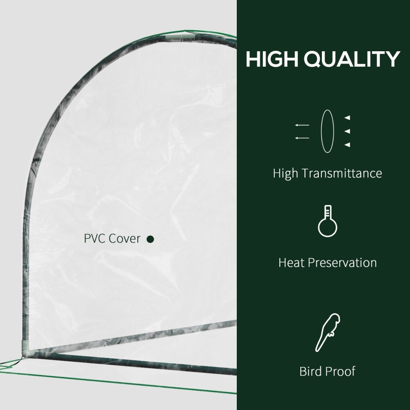 Set of 2 Tunnel Greenhouse Roll-up Door Steel Frame 200 x 100 x 80cm, Clear Plastic Cover