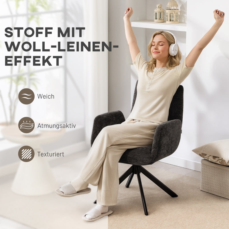 Upholstered Armchair, Accent Chair, Modern Design, Swivel, Black