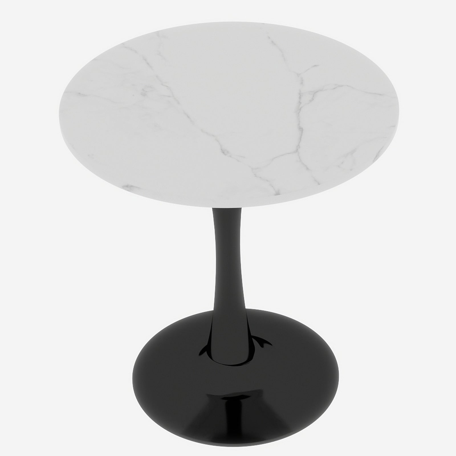 Coffee Table 27.6-inch Mid-Century Modern Round Marble Top - Black