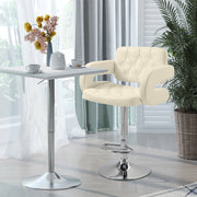 PU Leather Upholstered Bar Stool, Swivel Height Adjustable with Back and Footrest, Beige