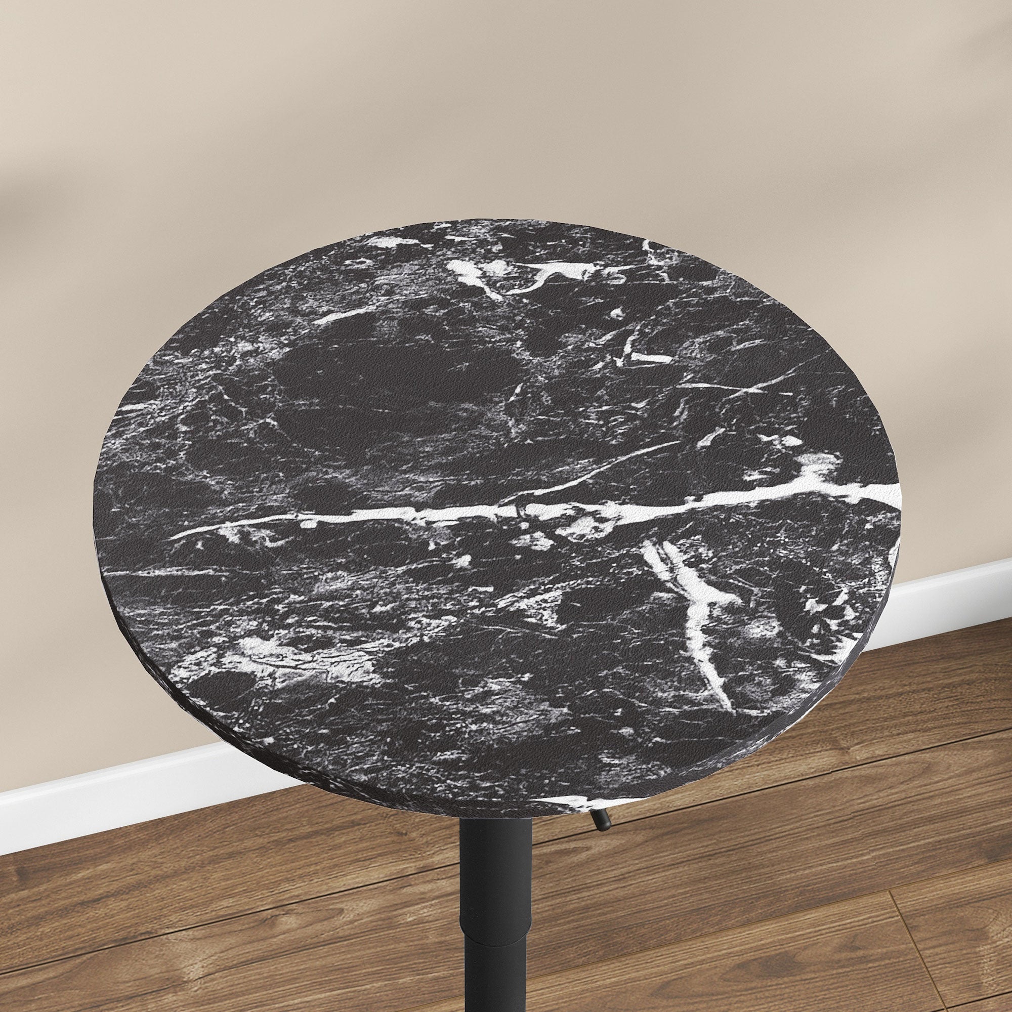 Bar Table Round Dining Table Marble Look Black