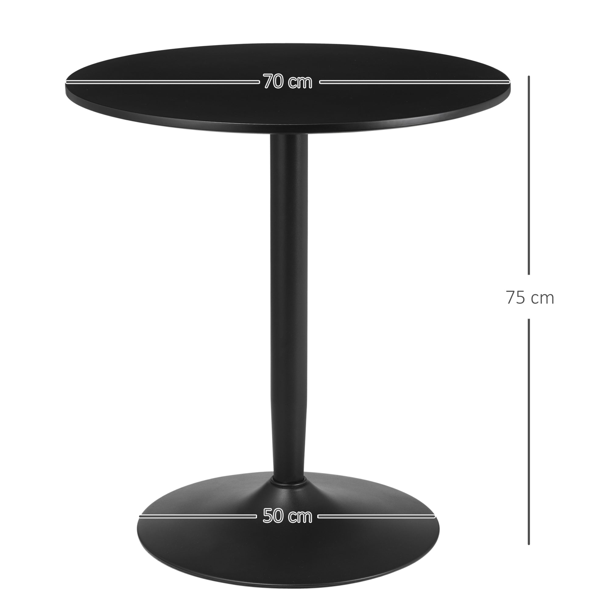 Round Dining Table for 2, Modern Steel Legs Small Spaces