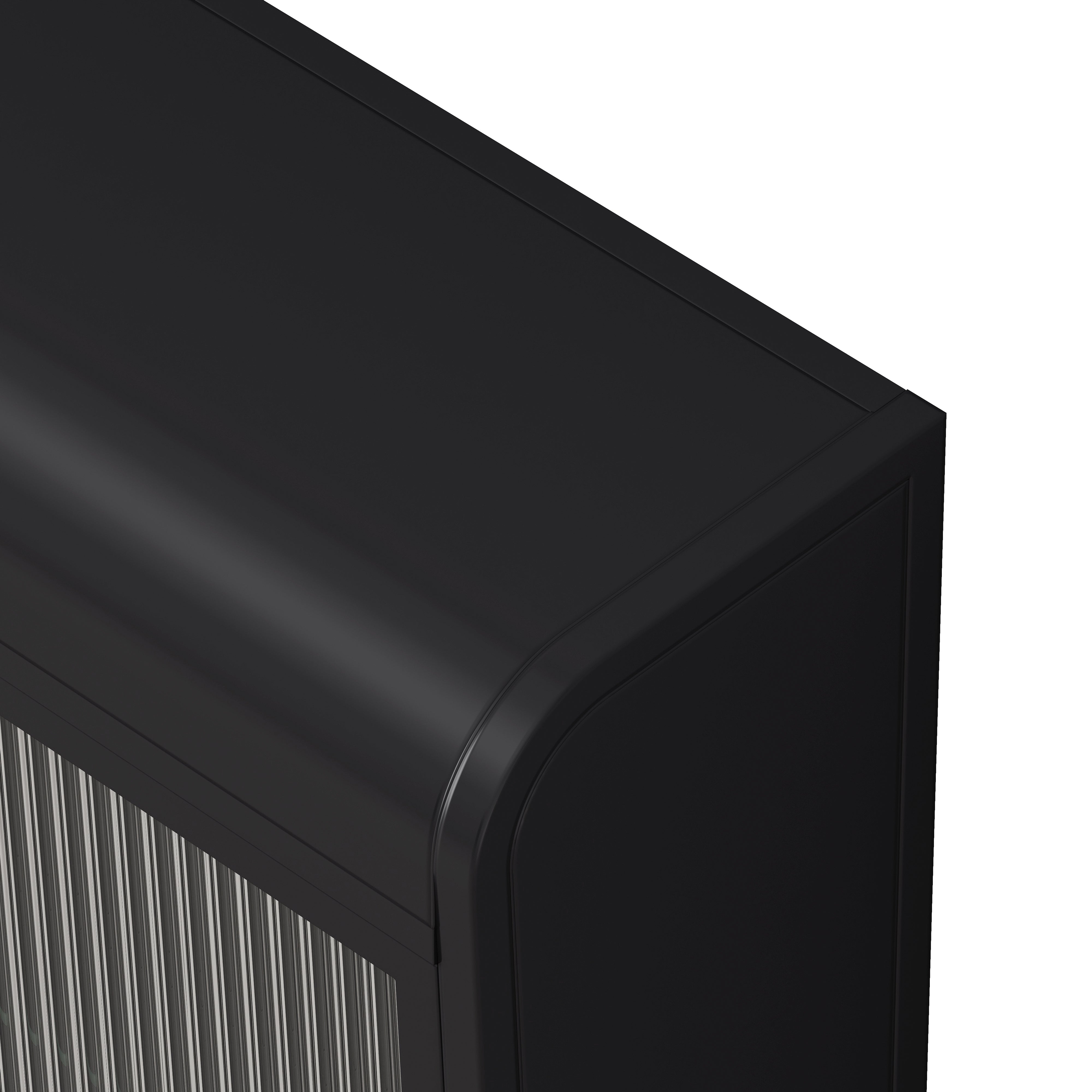 3 Door Arched Wall Mounted Glass Cabinets, Black