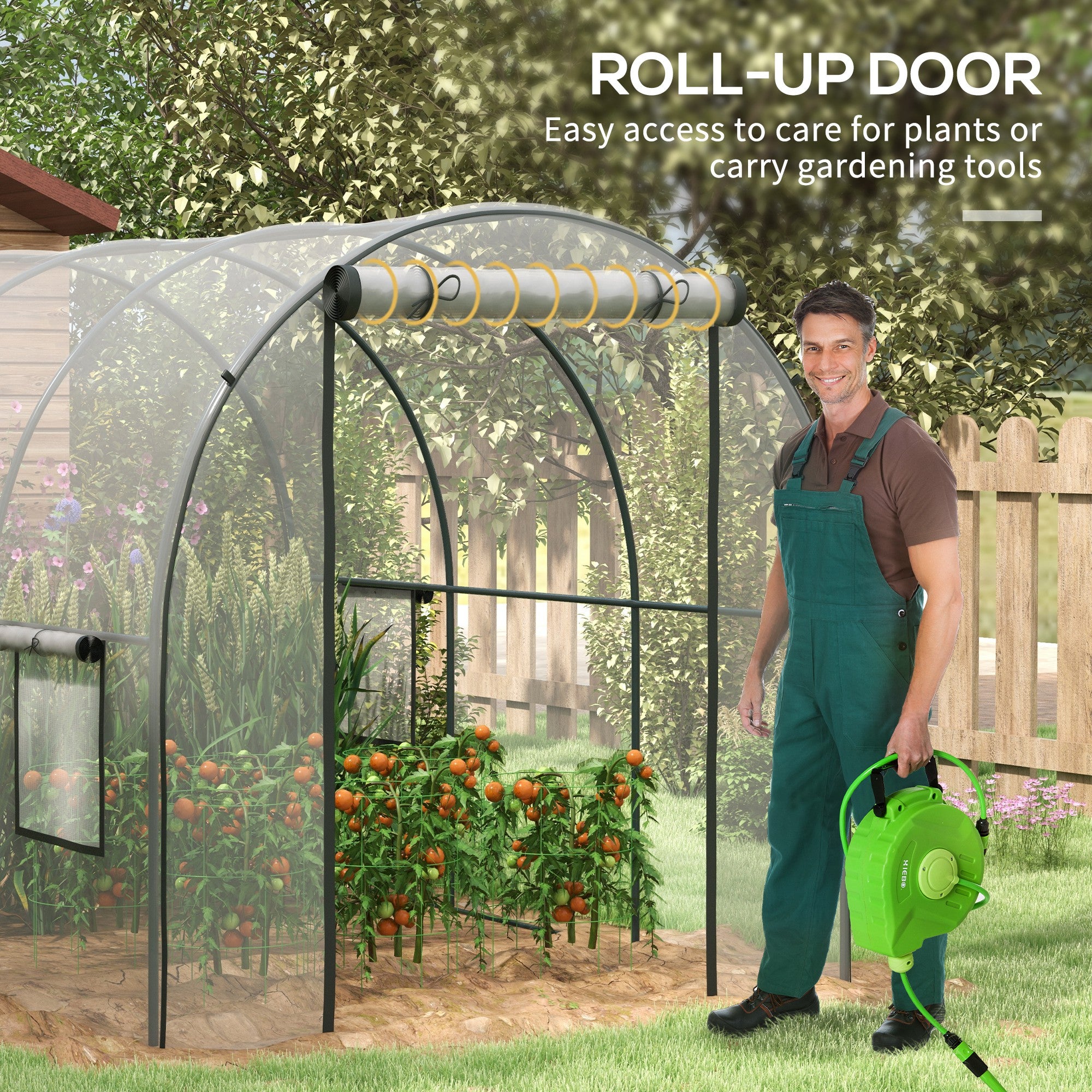 Polytunnel Greenhouse Walk-in Grow House, Steel Frame, Clear