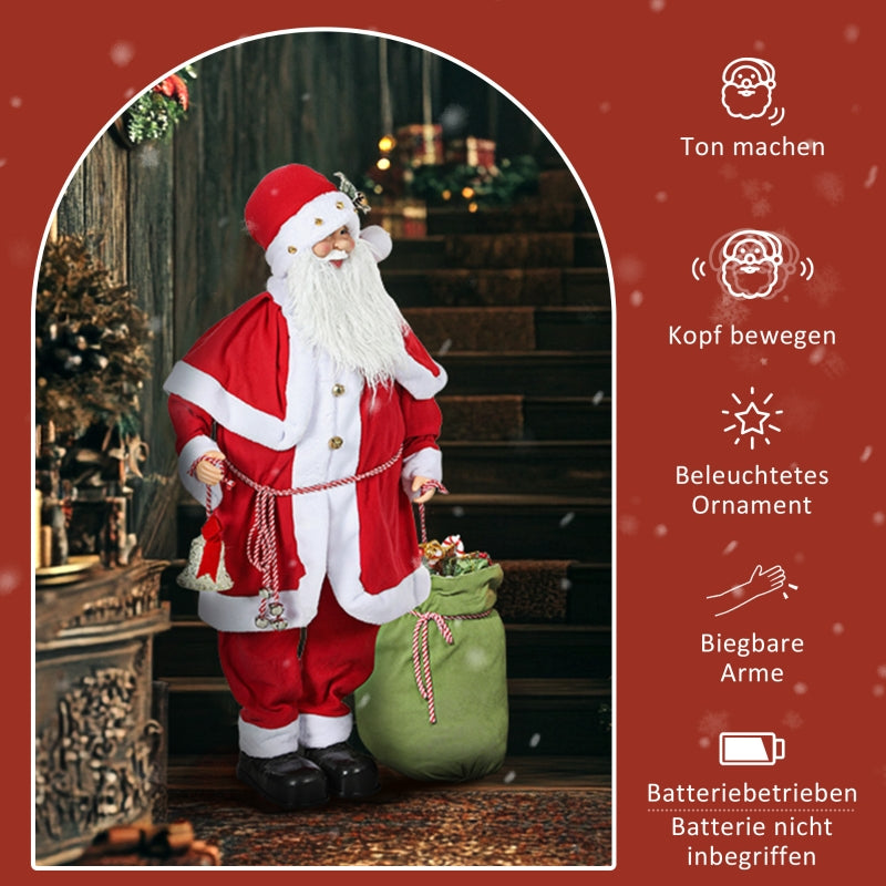 Santa Claus Figurine, Movable, Sound, Music, 140 cm, Red