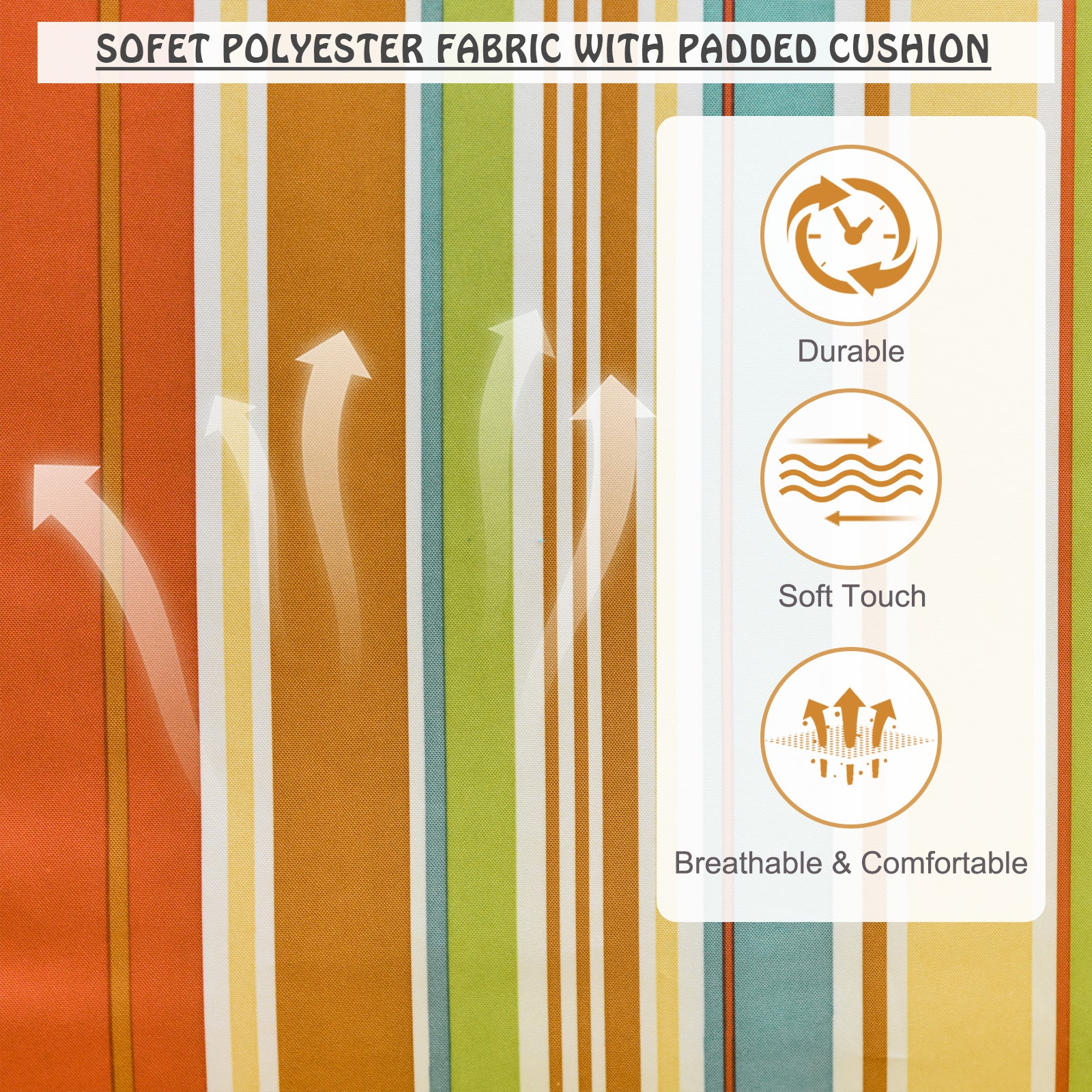 Hanging Hammock Chair Swing Chair, Thick Rope Frame Wide Seat Indoor Outdoor, Multi-Color Stripe