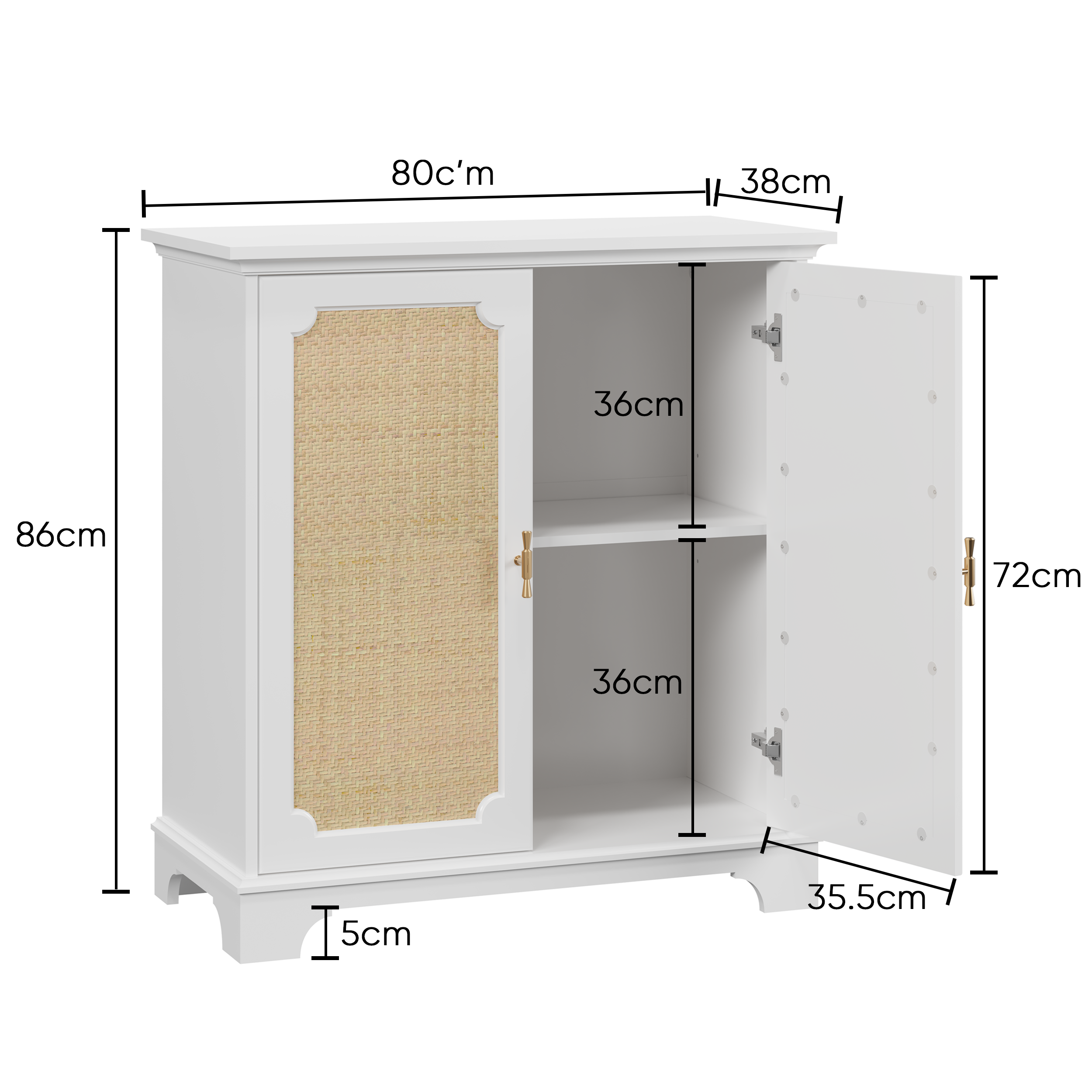 Sideboard, Kitchen Buffet Console, Rattan