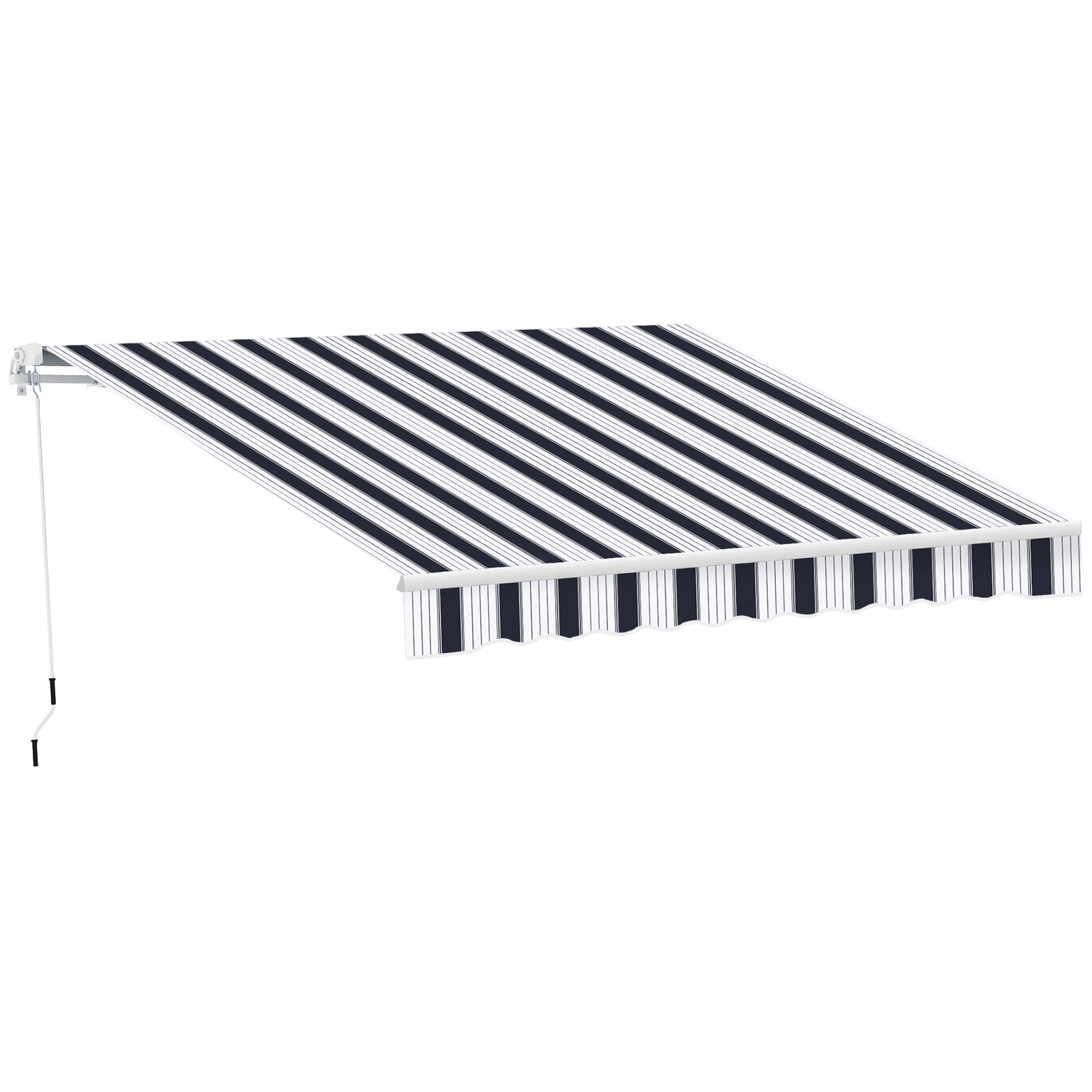 Manual Retractable Awning 2.5x2m Dark Blue/White Stripes
