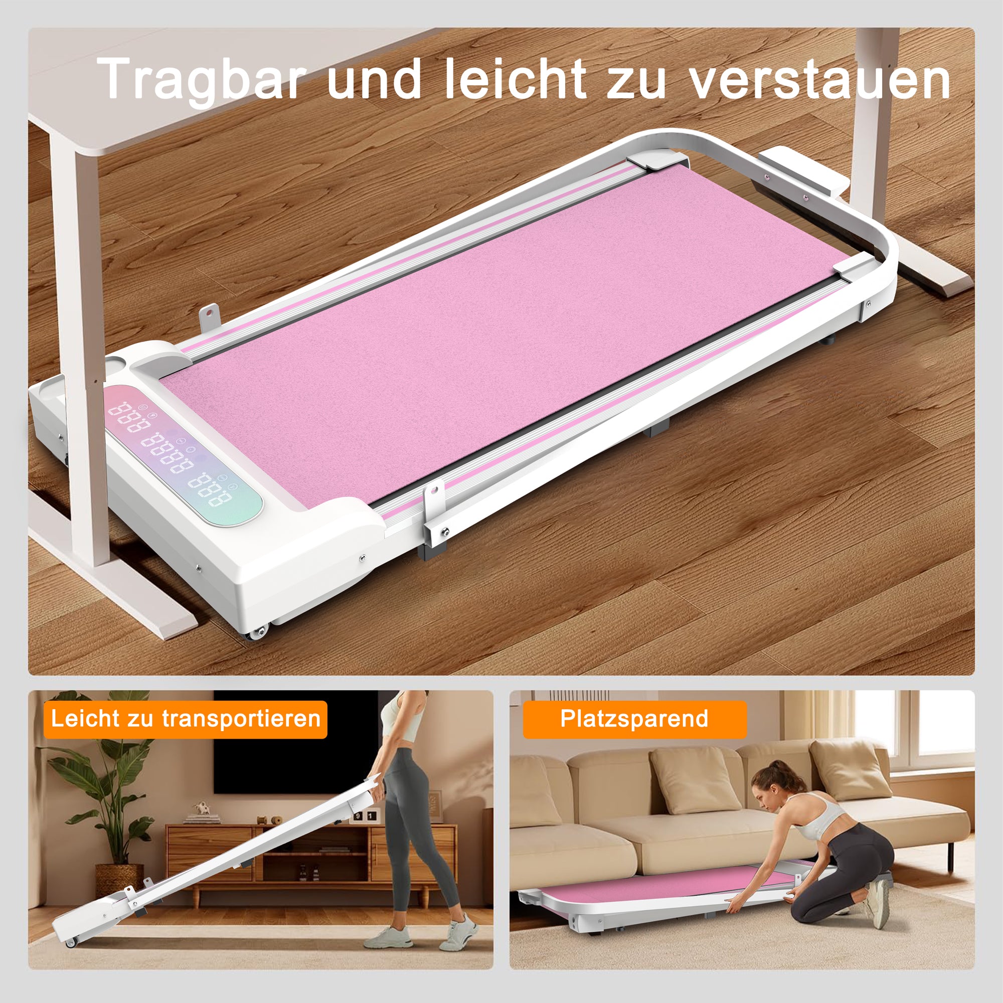 Foldable Treadmill Walking Pad Desk, 2.5 HP Motor 8km/h, Mini