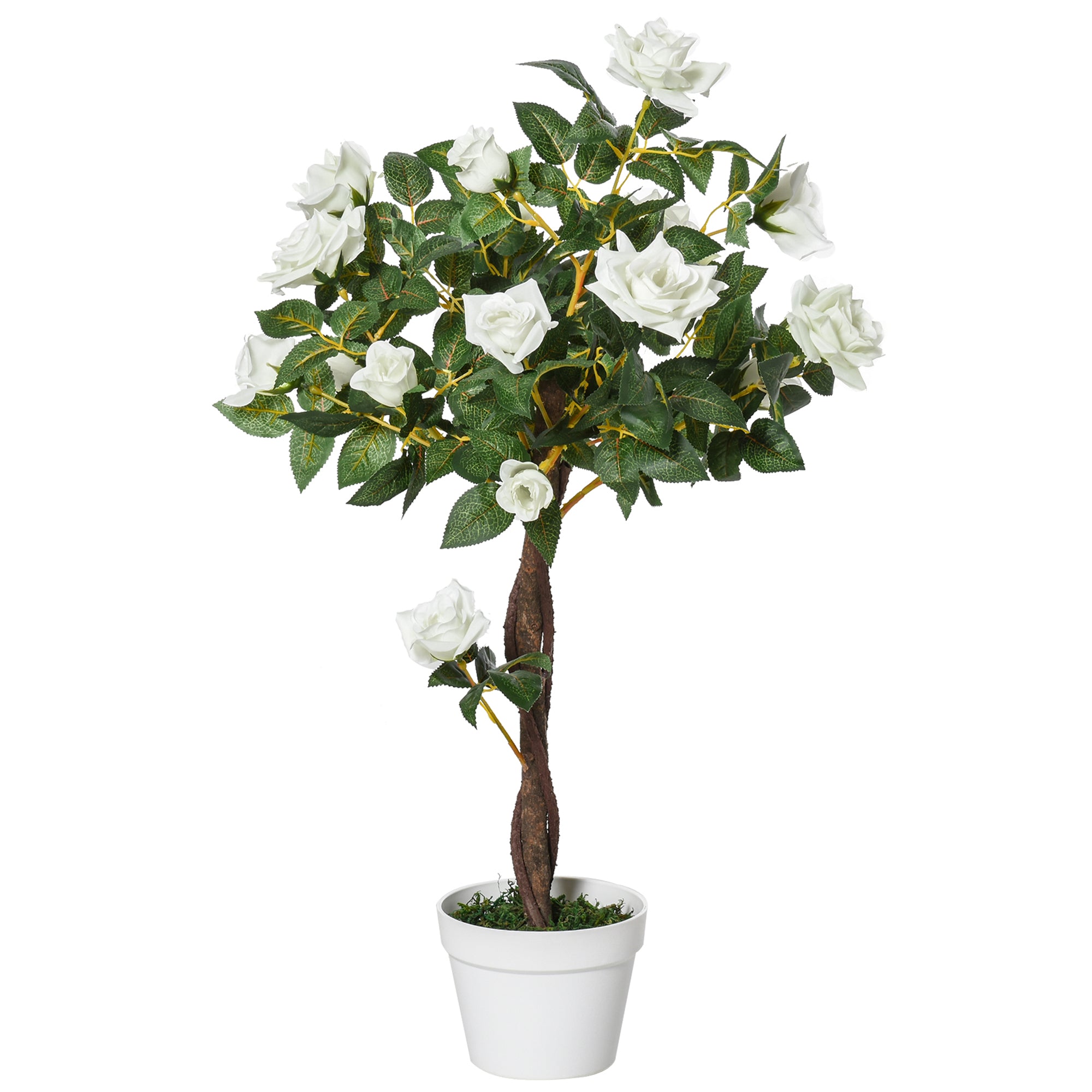 Artificial Rose Plant, Large 90 cm Tree in Pot, Plastic