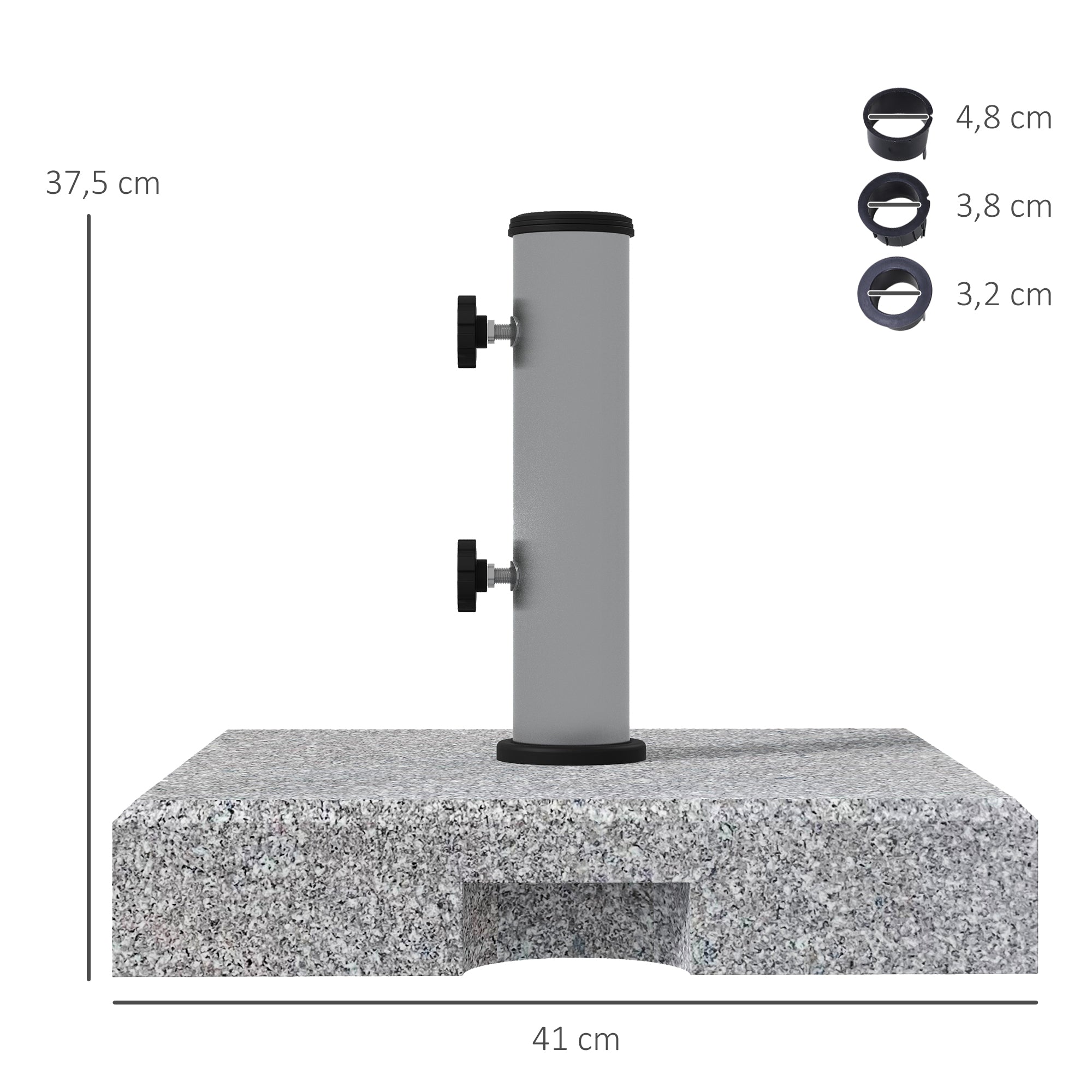Granite Parasol Base, 28kg with Wheels, Pole Diameters 32/38/48mm, Grey