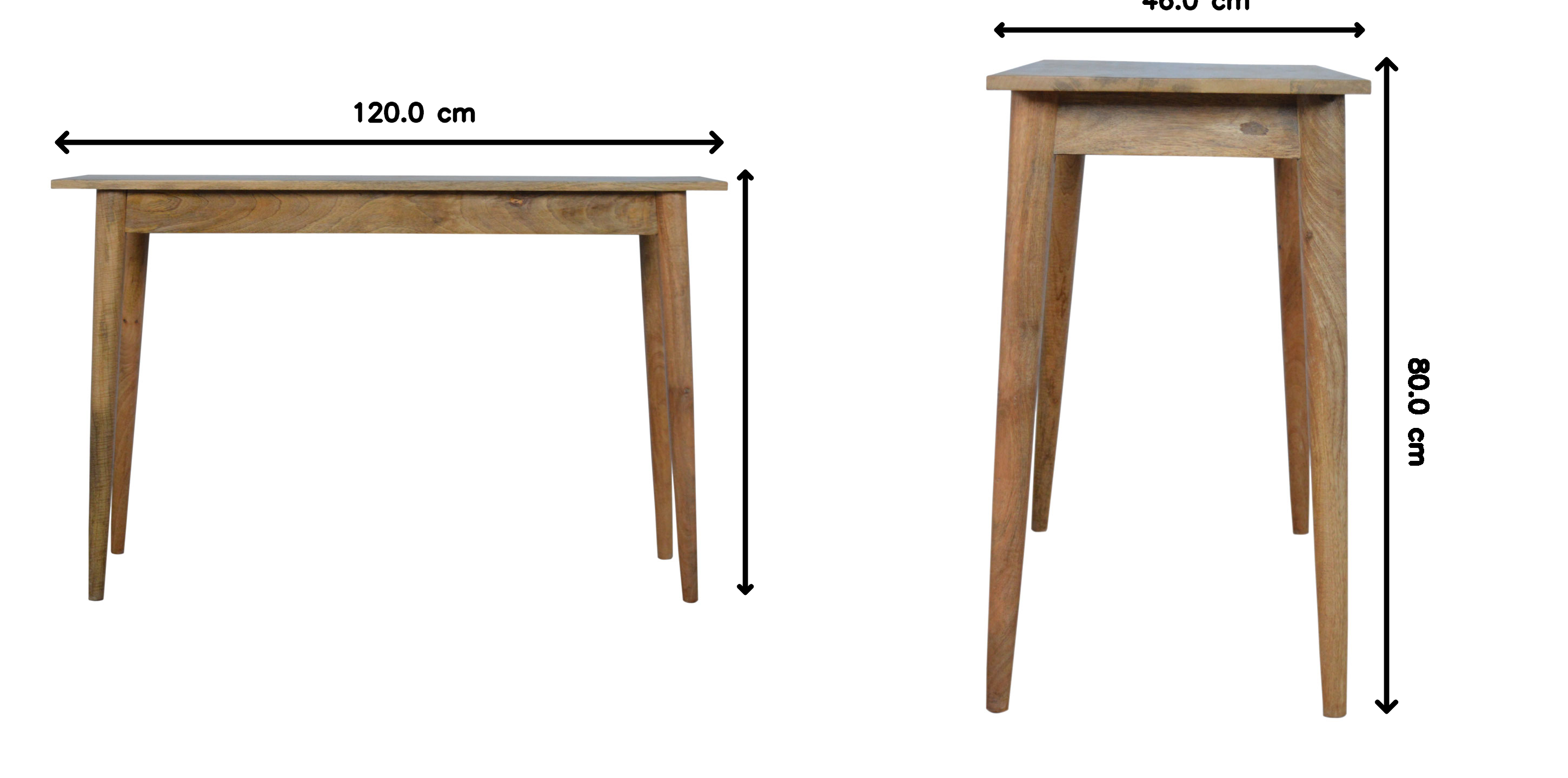 Solid Wood Writing Desk with 2 Drawers, Nordic Brown