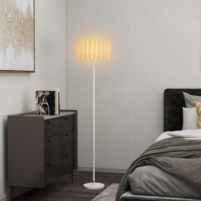Floor lamp with E27 socket, wave shade, and foot switch for living room and bedroom, white