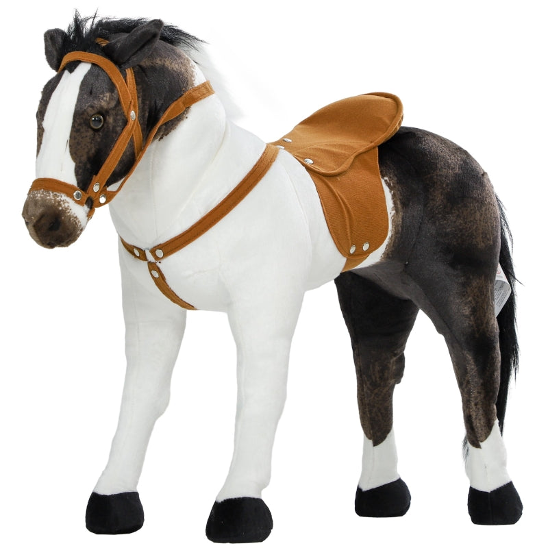 AIYAPLAY Riding Horse with Sound, 48 cm High Toy Horse for Children 3-8 Years, Metal, Brown + Cream White