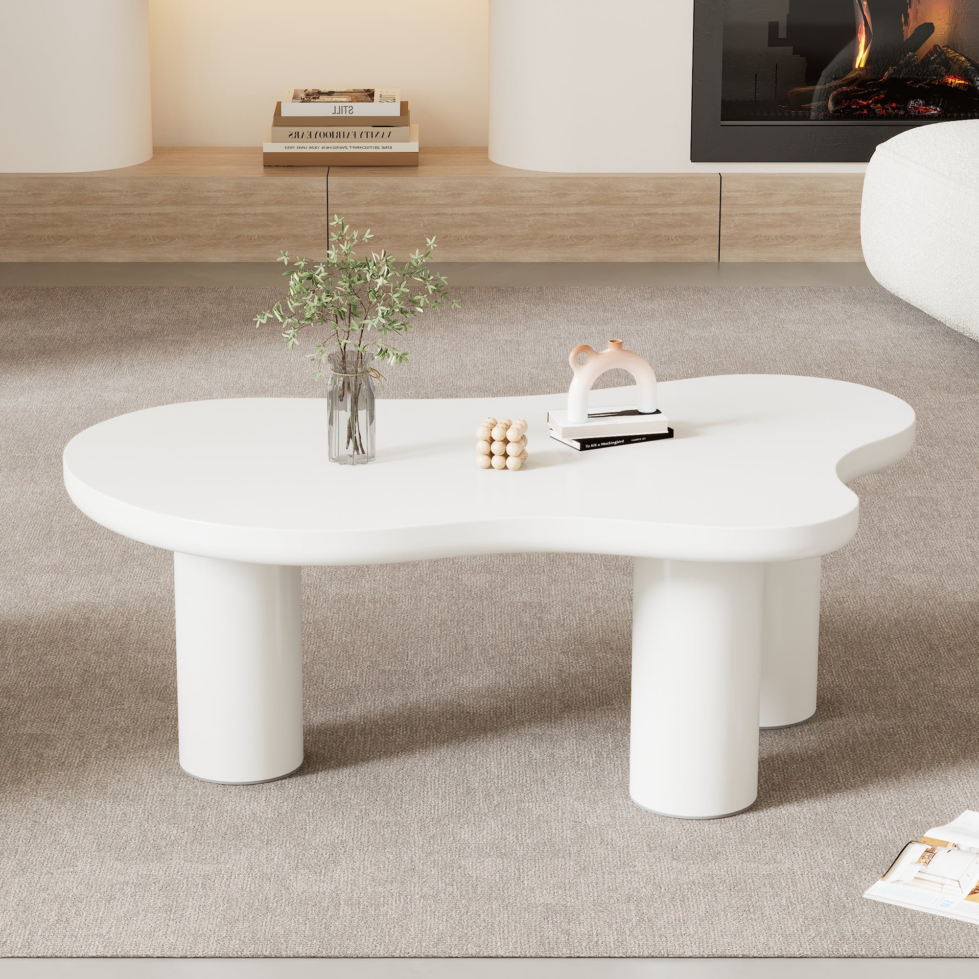 Irregular Cloud Coffee Table MDF Tabletop PVC Legs