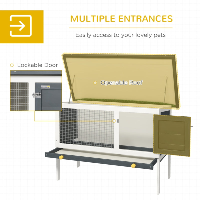 Wooden Rabbit Hutch Outdoor Guinea Pig Bunny Cage with Openable Asphalt Roof