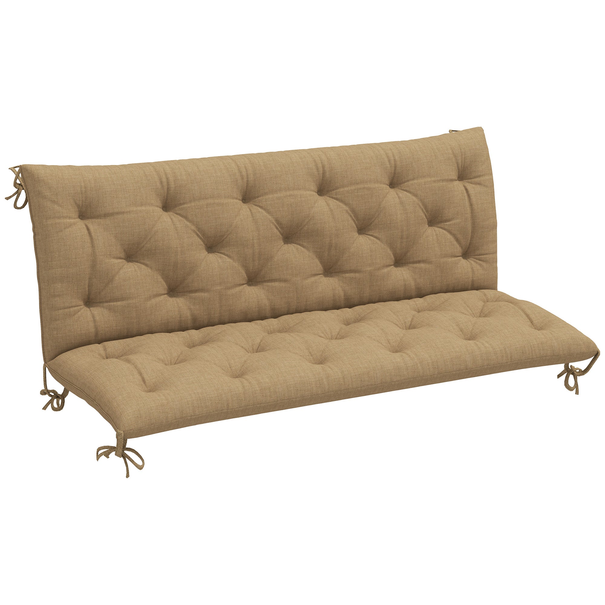Three-Seater Bench Cushion Padded Polyester Khaki