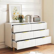Chest of Drawers Sideboard with 6 Drawers and Modern Design, White and Gold