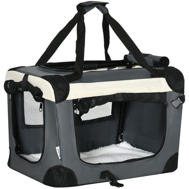 Pet Carrier 51cm Foldable, with Cushion - Grey