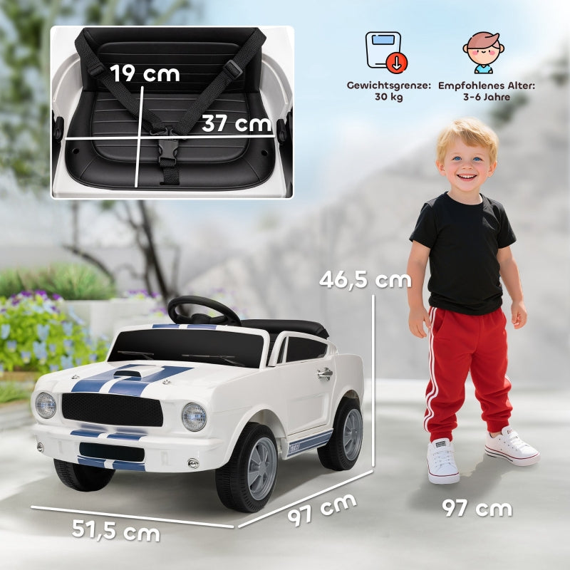 AIYAPLAY Children's Electric Car, 12V with 2.4 GHz Remote Control, White