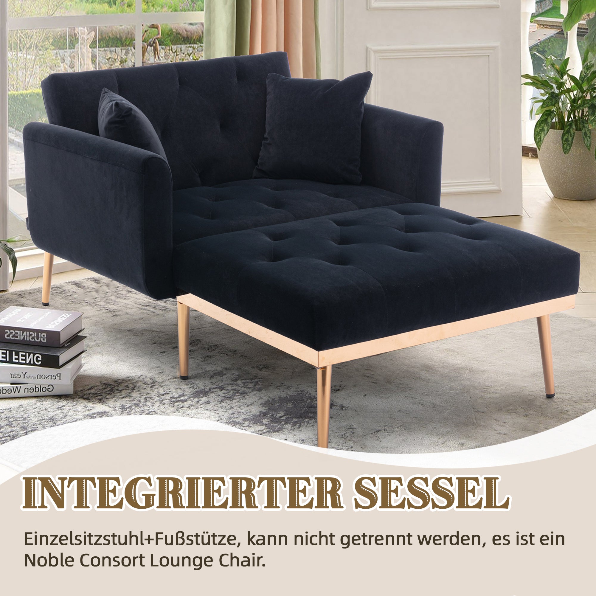 Armchair, Adjustable Backrest Folding Recliner, Ferrous