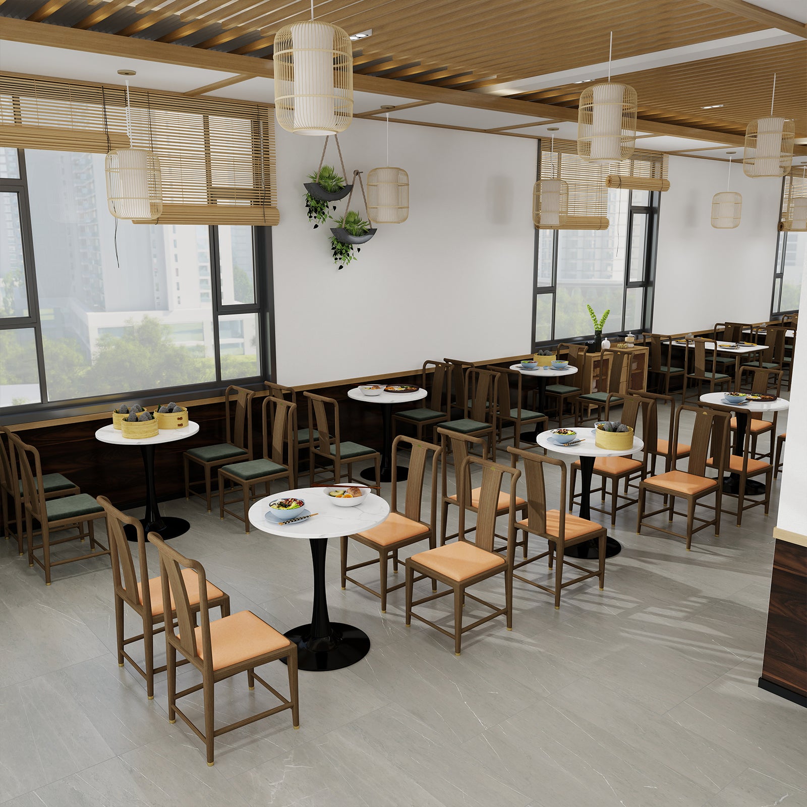 Coffee Table 27.6-inch Mid-Century Modern Round Marble Top - Black