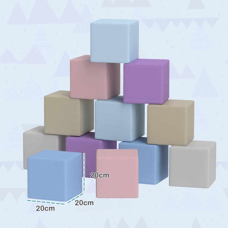 Soft Building Blocks, 12 Cubes Easy-care Child-safe, Faux Leather