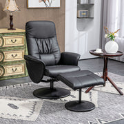Recliner Chair with Footstool, Swivel Upholstered TV Chair, Faux Leather, Black