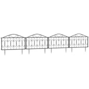 Decorative Garden Fencing, 4PCs Picket Panels Flower Bed Border, Black Metal