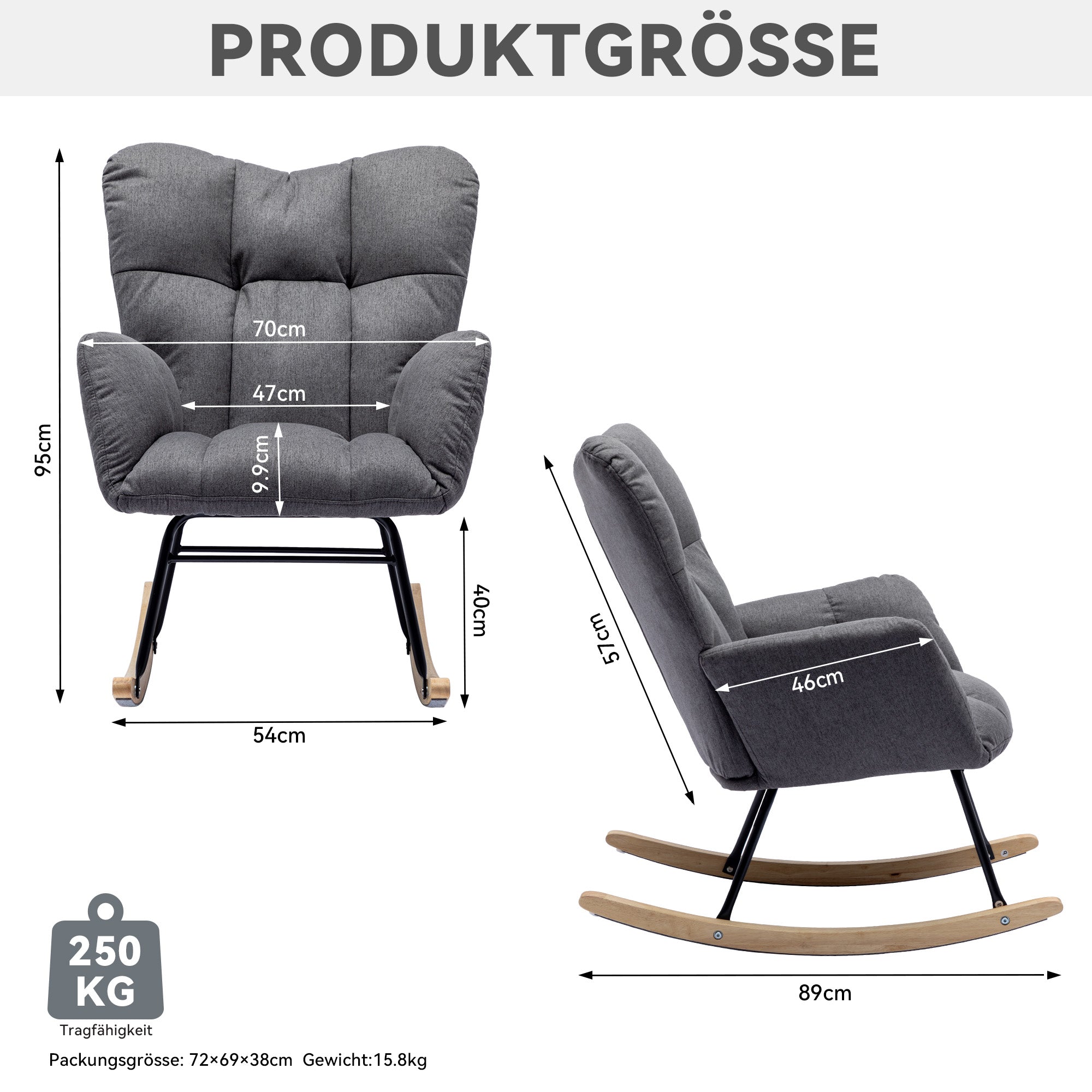 009 Mid-Century Modern Armchair with Quilting, Upholstered Seat, Linen Fabric, Grey