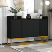 Sideboard, Minimalist 4-Door Handleless Buffet, Black