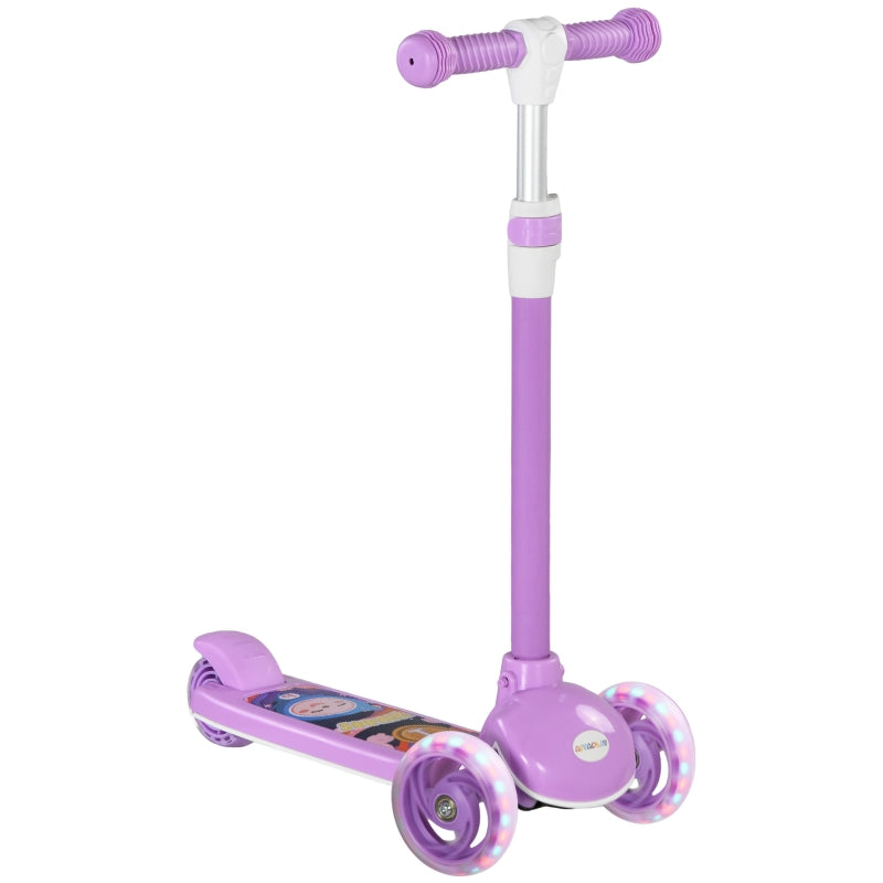 Kids' Scooter with LED Wheels and Adjustable Height, Purple
