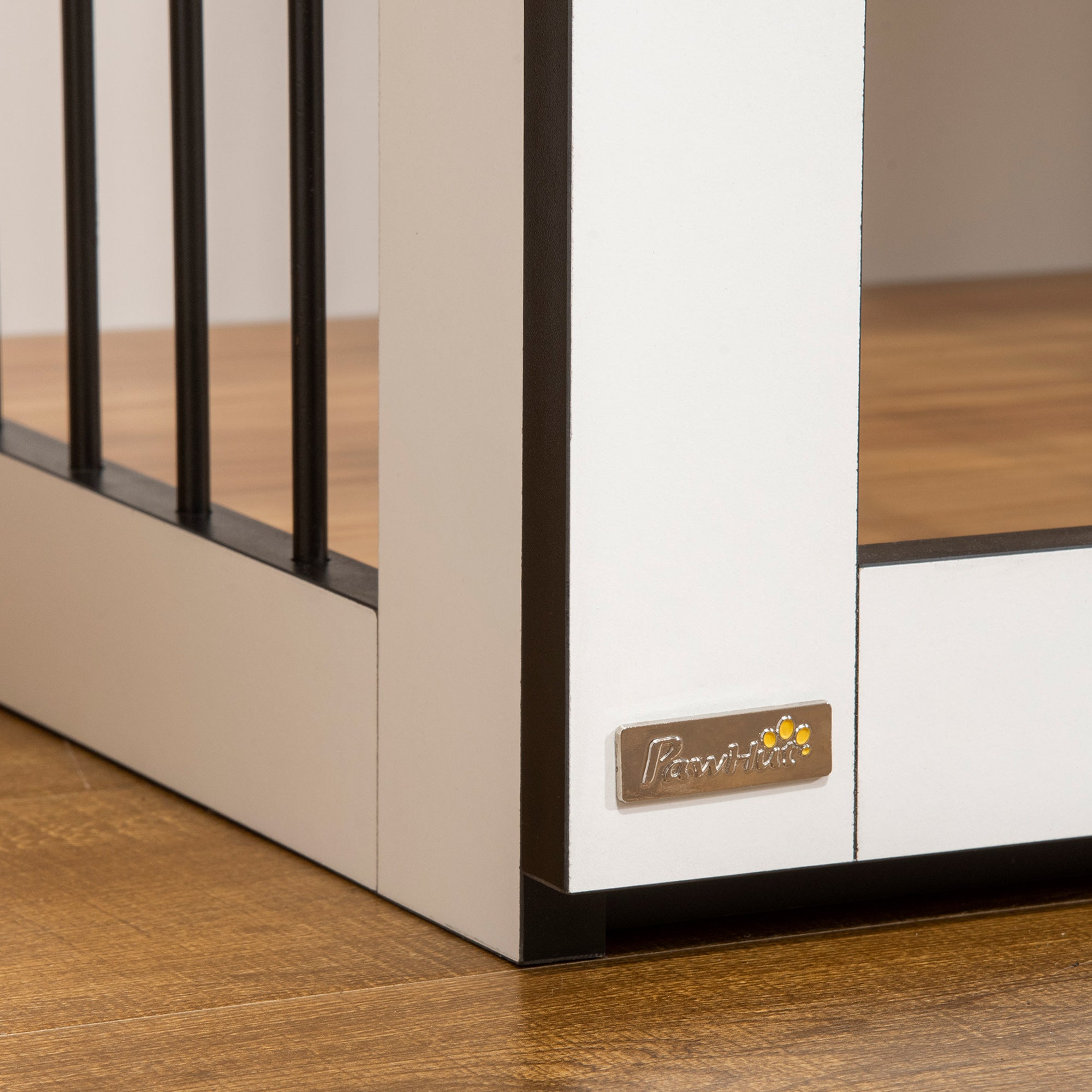 Indoor Dog Cage, Lockable Doors, Chipboard, Dark Walnut + White