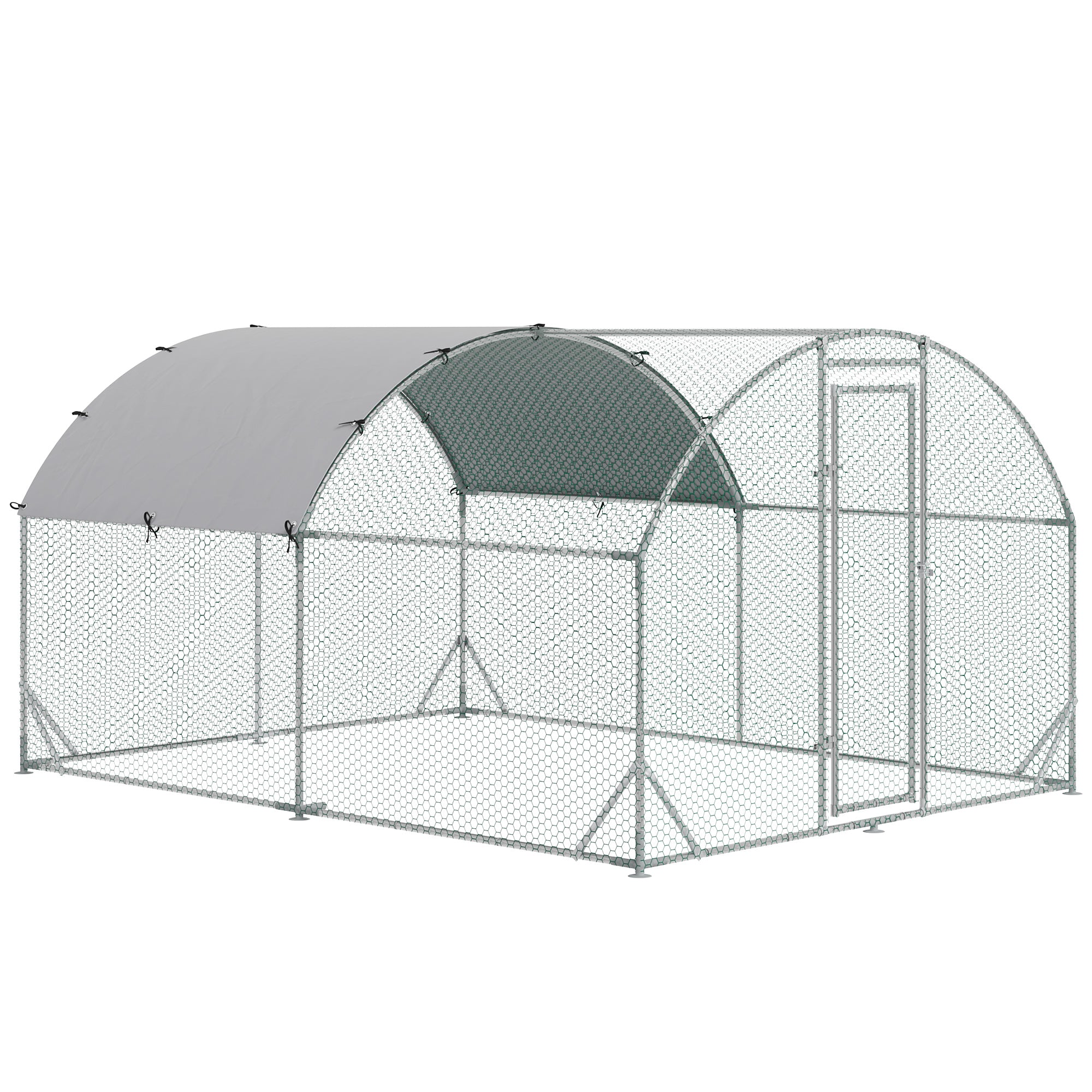 Chicken Coop Free-Range Enclosure, 280 x 380 x 197 cm, Steel