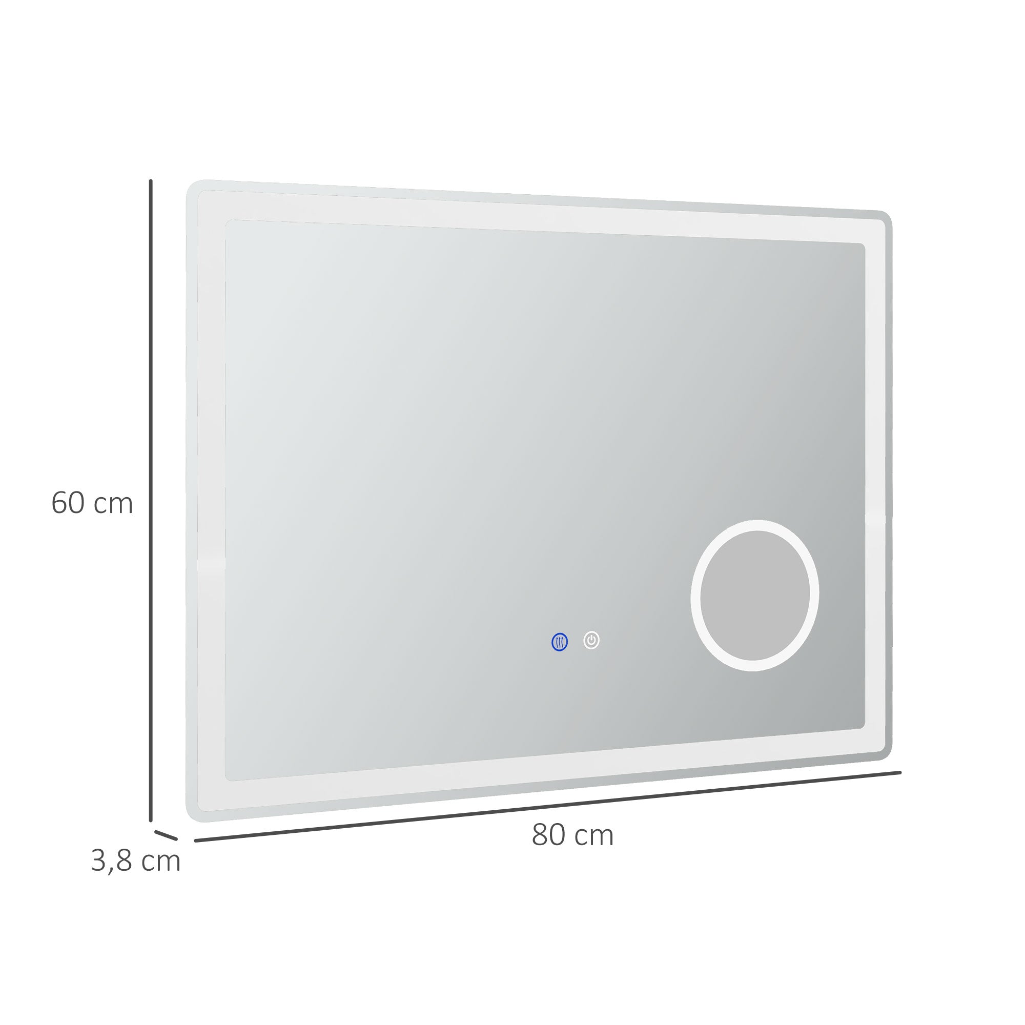 kleankin Bathroom Mirror, LED 3x Magnification Touch, Fog-Free, Silver