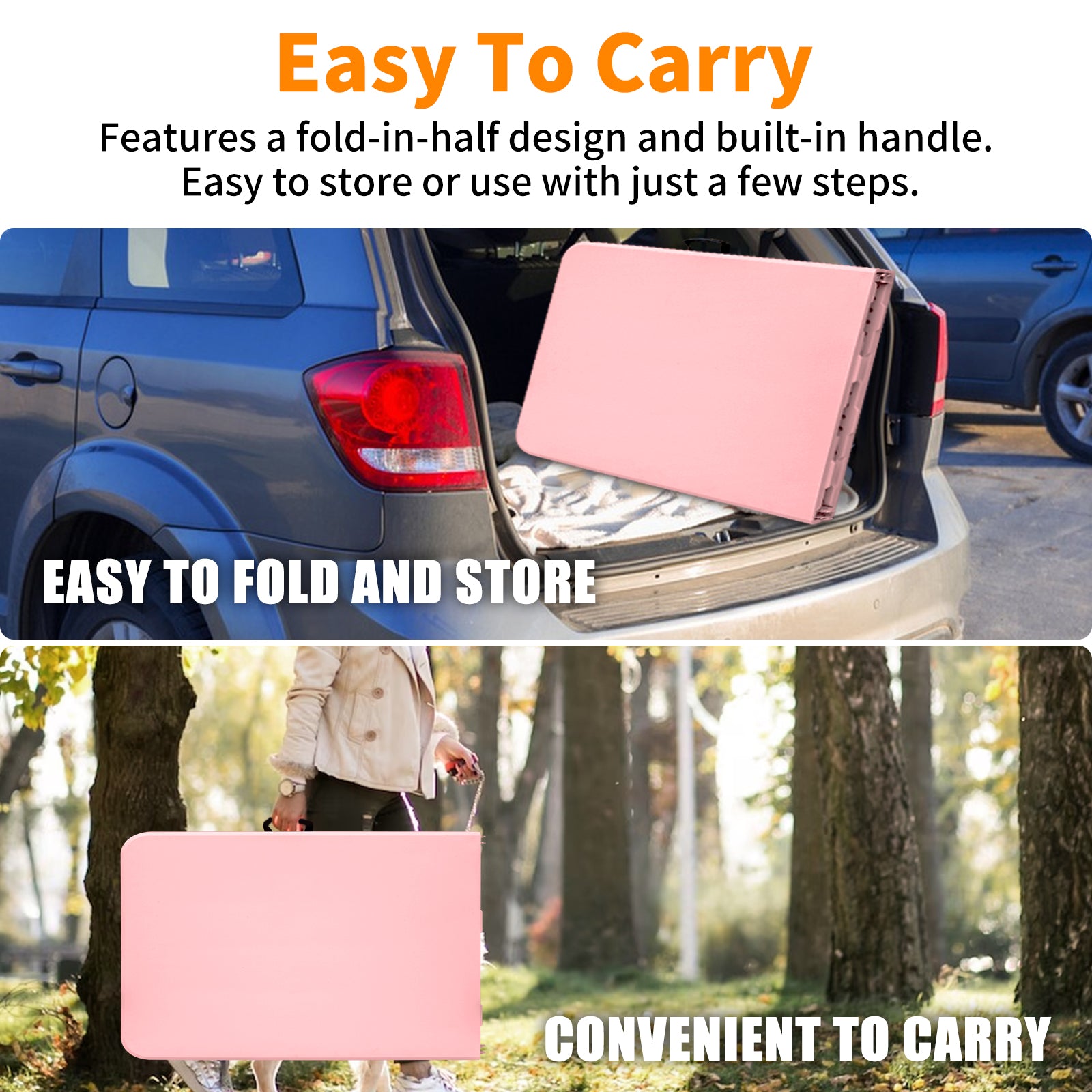 Folding Table 243.9cm Heavy Duty Portable Pink