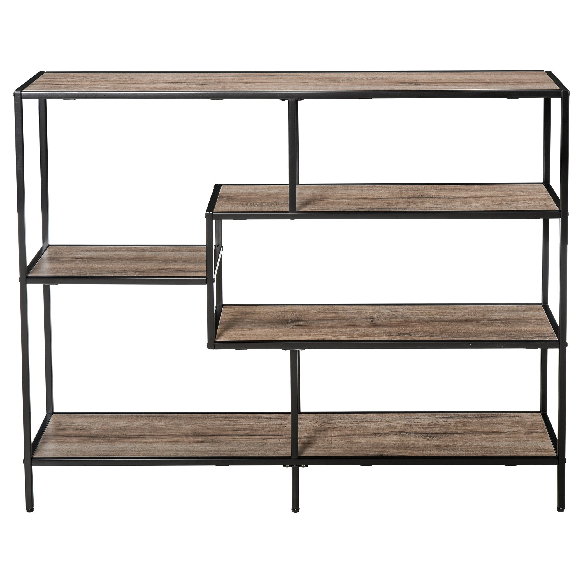 Freestanding Bookcase Industrial Style Sturdy 120x32x95cm Black Light Oak