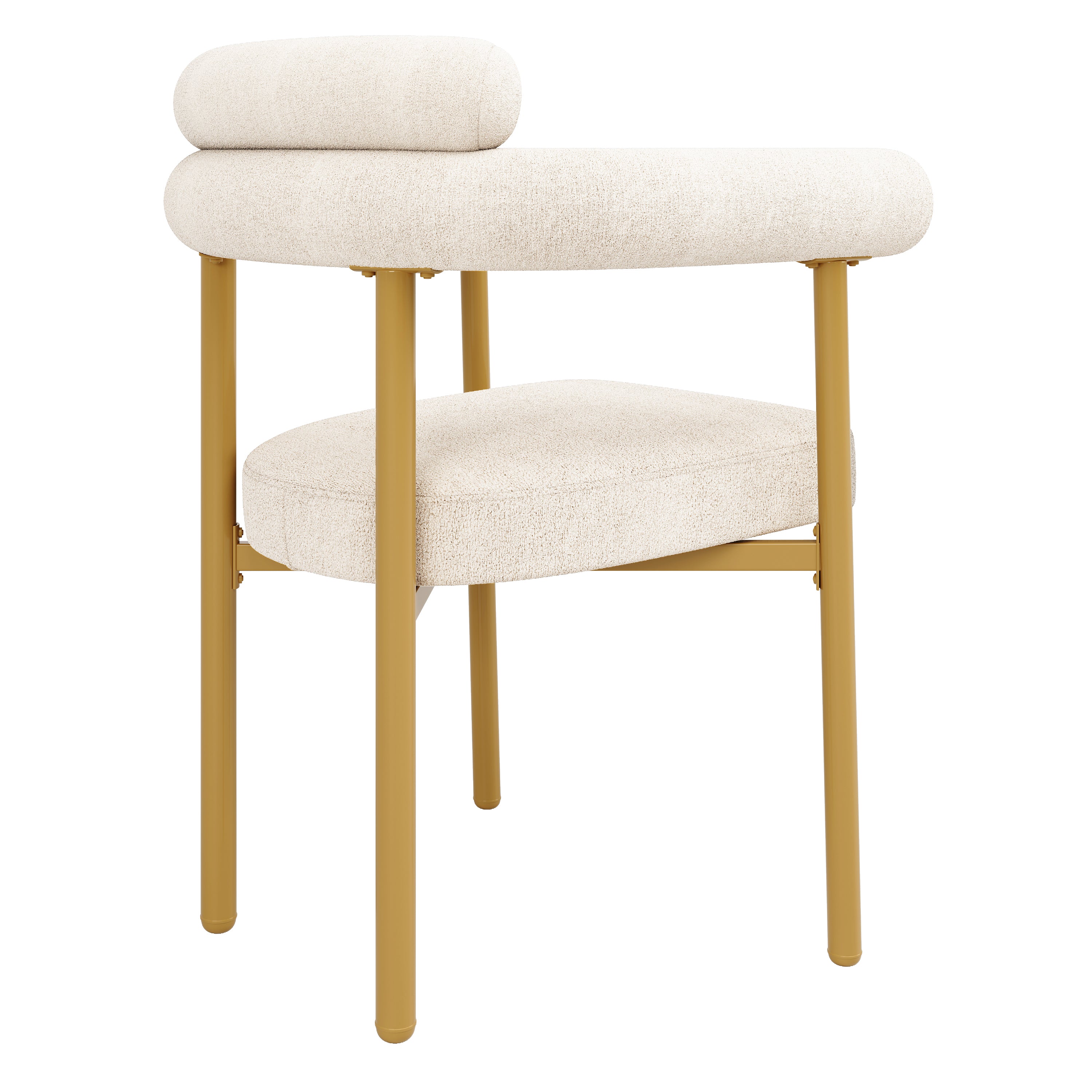 Dining Chairs (Set of 4) Modern Comfortable Ring Seats, Beige Suede/Gold Legs