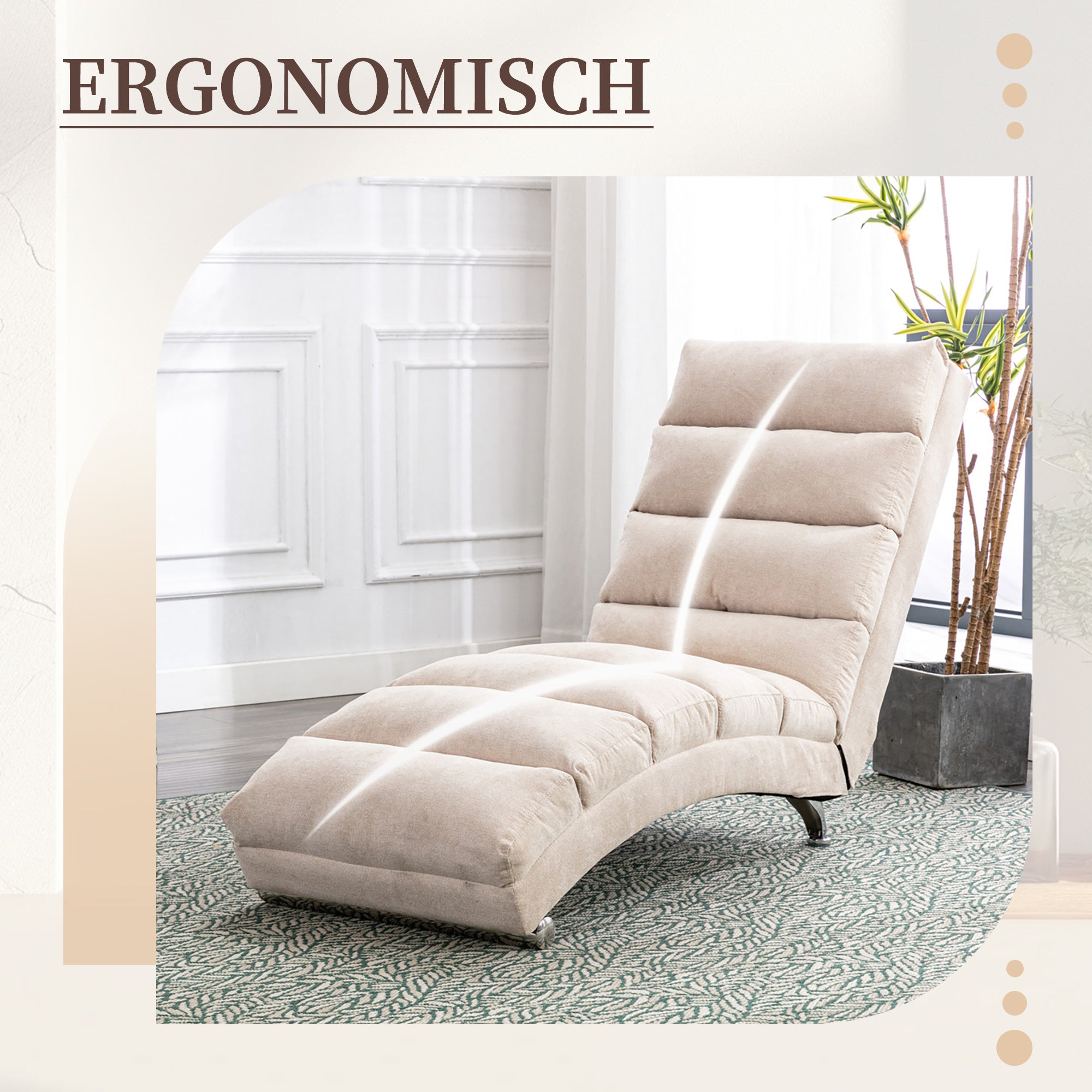 Relaxation Lounger, Fixed Reclining Sofa with Vibration and Side Pockets, Modern Furniture