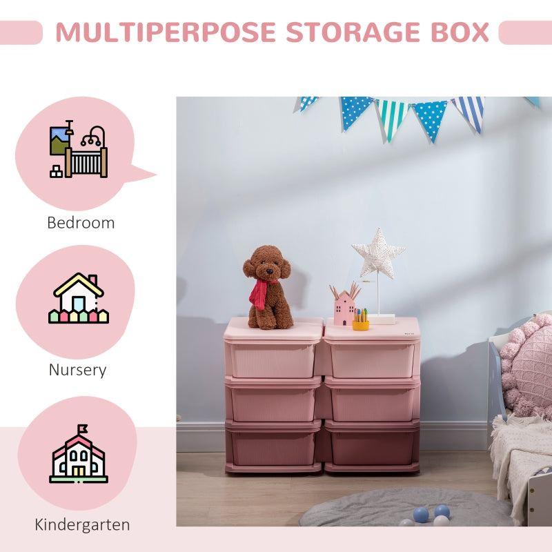 Kids Storage Unit Six Drawers Pink
