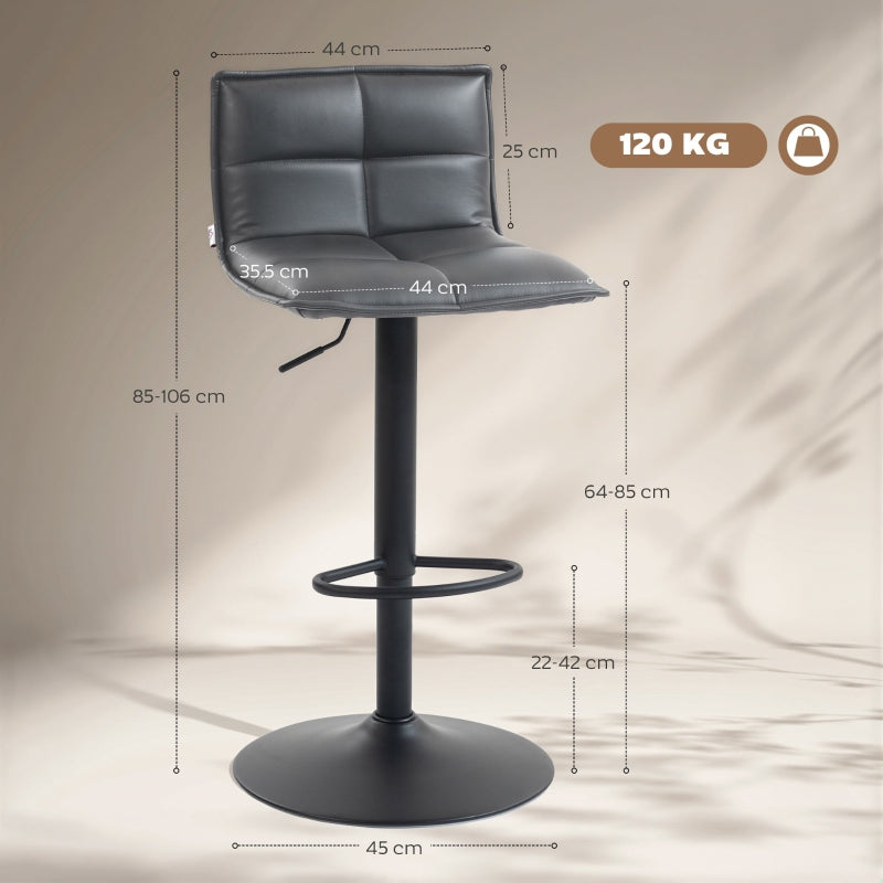 Set of Two Bar Stools Modern Faux Leather Dark Grey