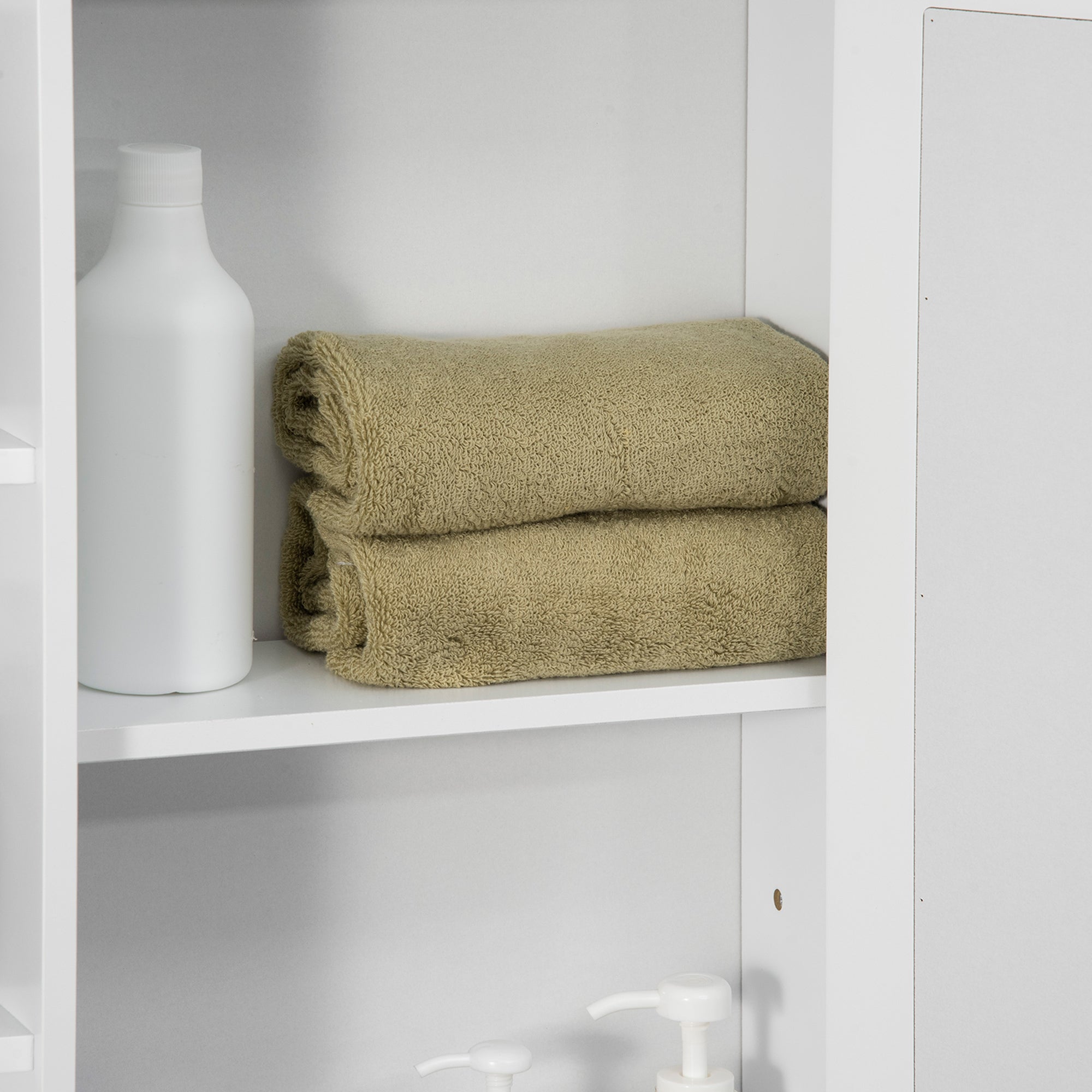 Mirror Cabinet, Wall Mounted with 8 Compartments, White