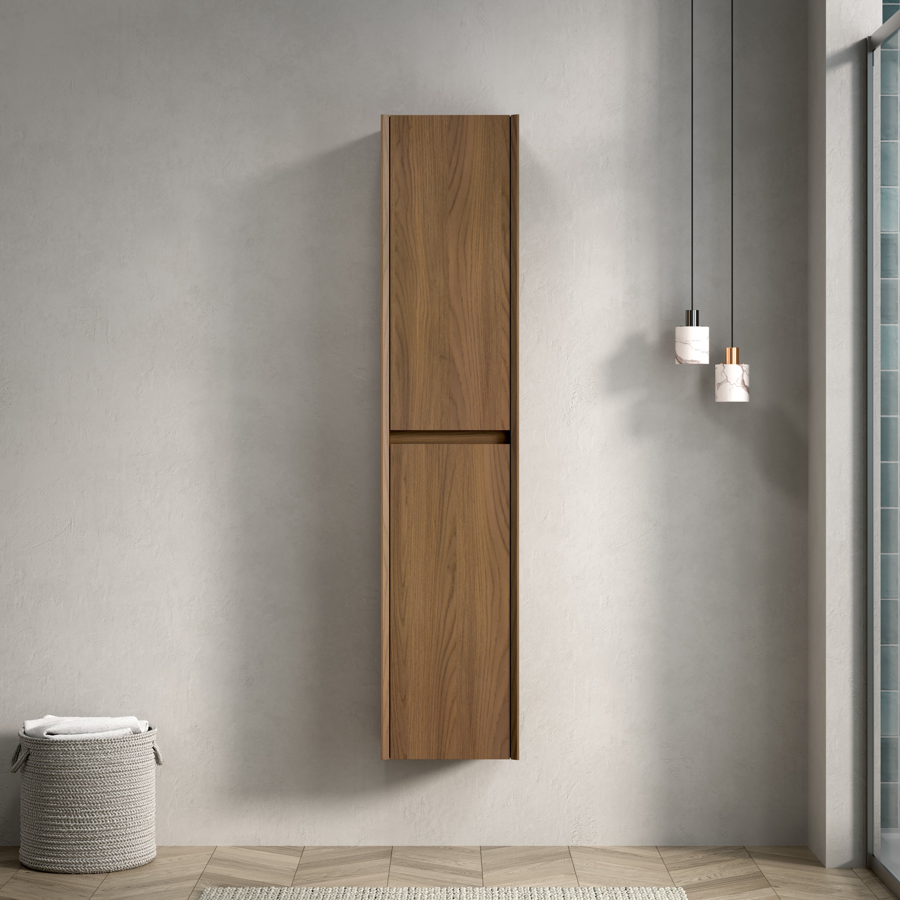 DACI 140cm Bathroom Wall Cabinet with 2 Doors, Slim Storage, Espresso