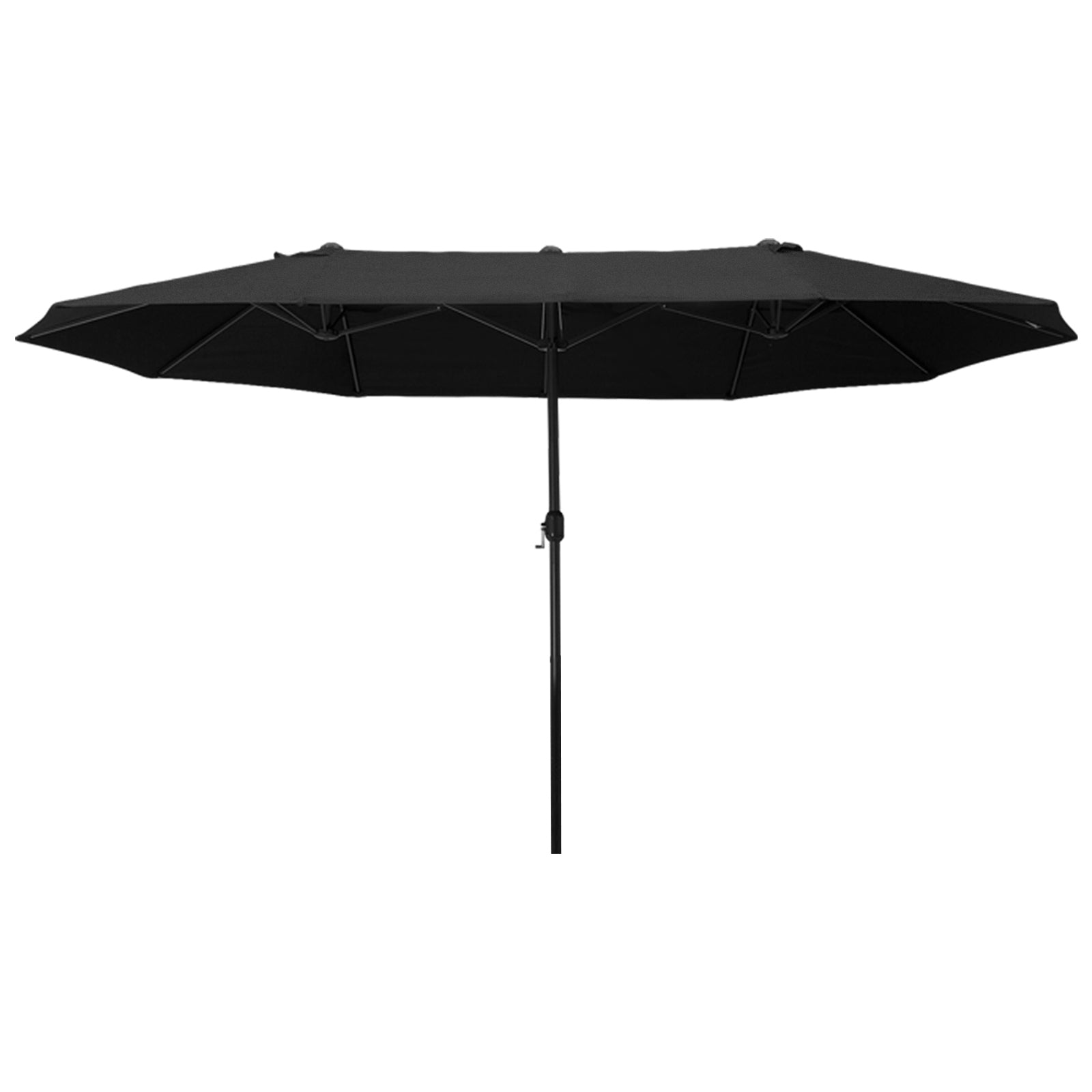Parasol Double Patio Umbrella with Hand Crank, Oval, Black