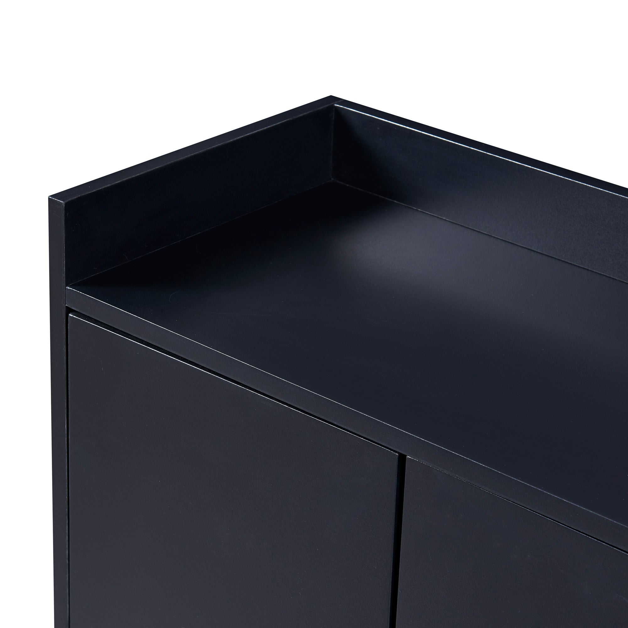 Sideboard, Minimalist 4-Door Handleless Buffet, Black