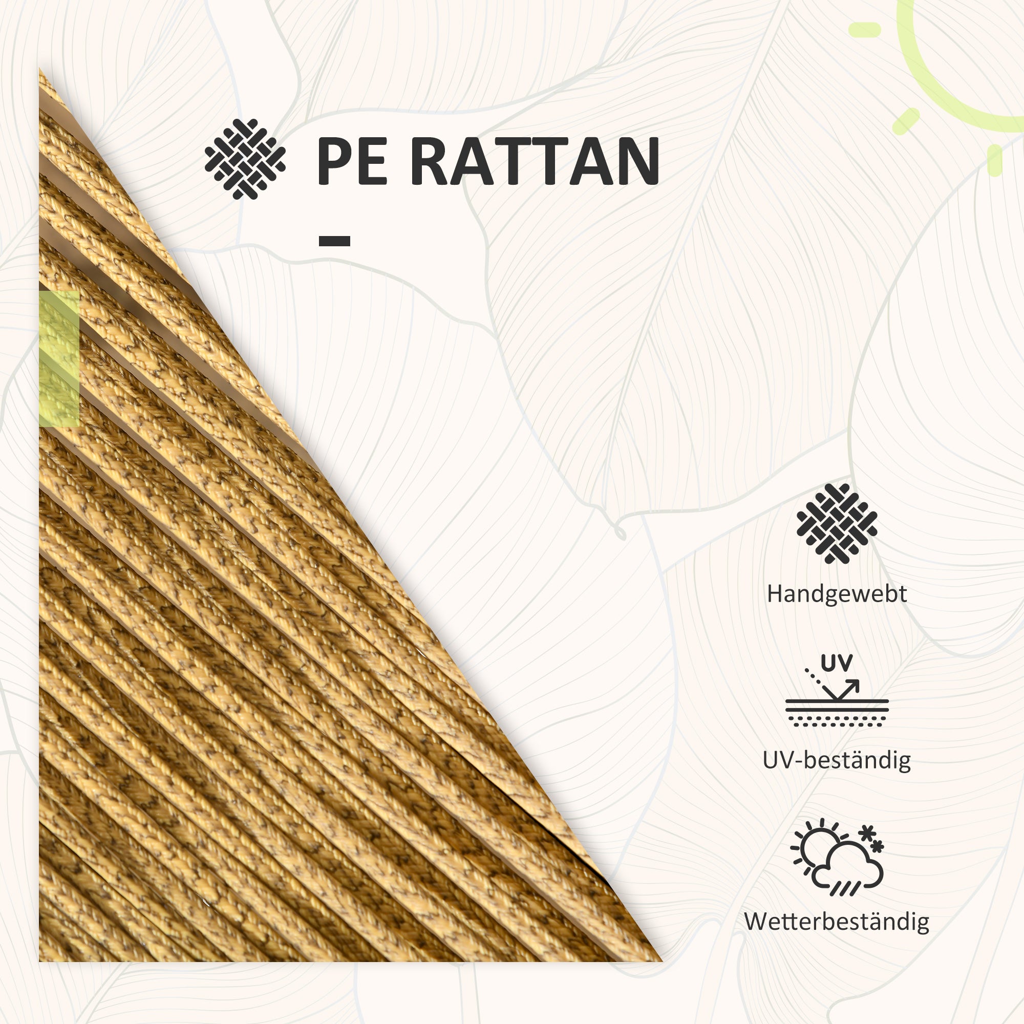 3-piece Rattan Garden Furniture Set with 2 Chairs & Side Table, Steel, Green